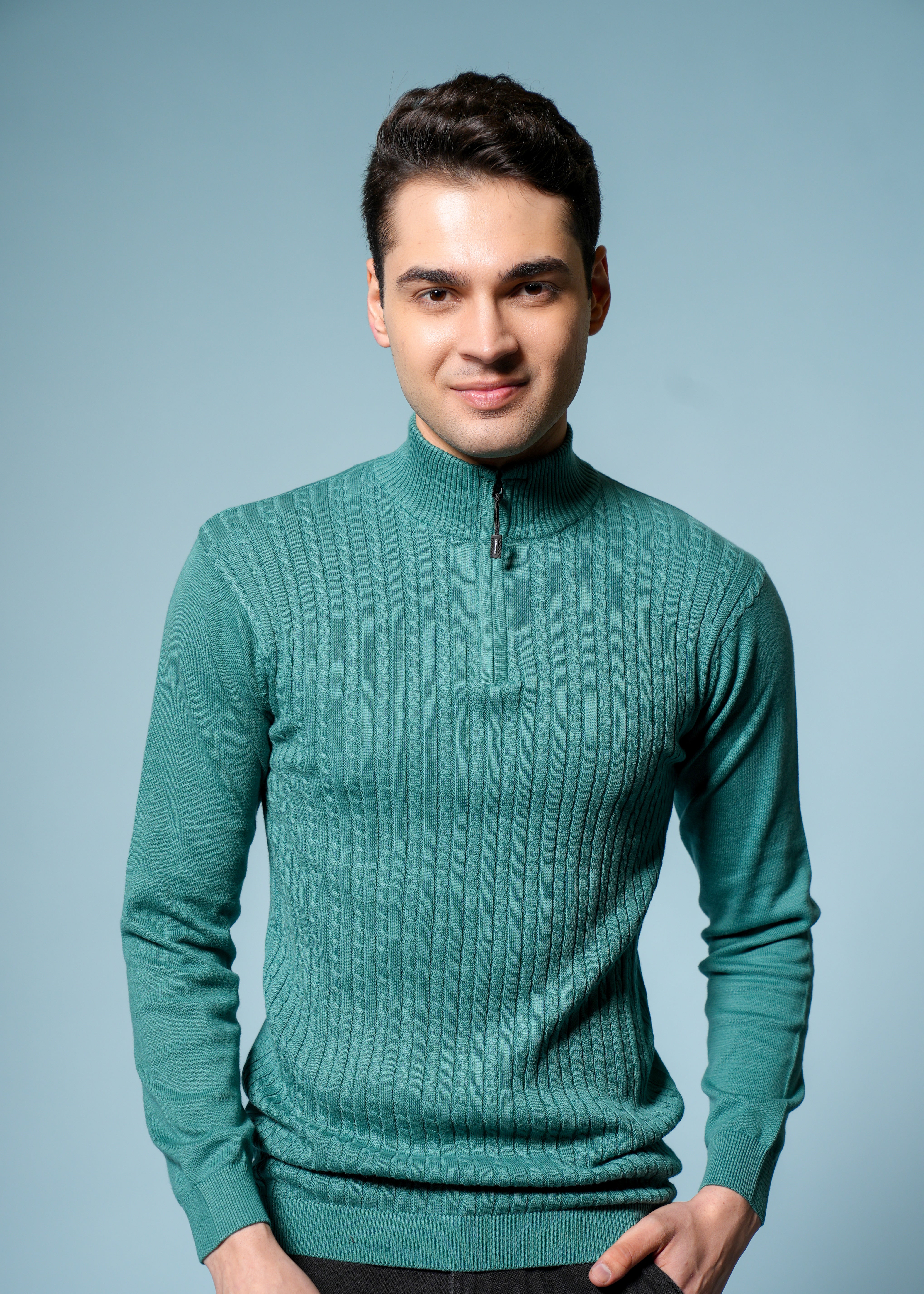 Men Green Cotton Sweatshirt