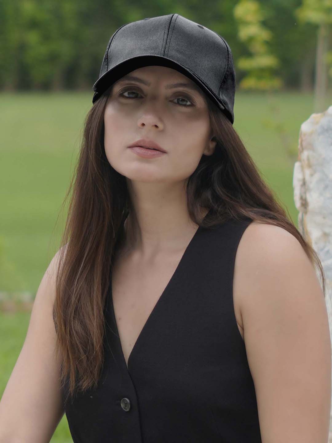 Women Beige Shimmer Baseball Cap