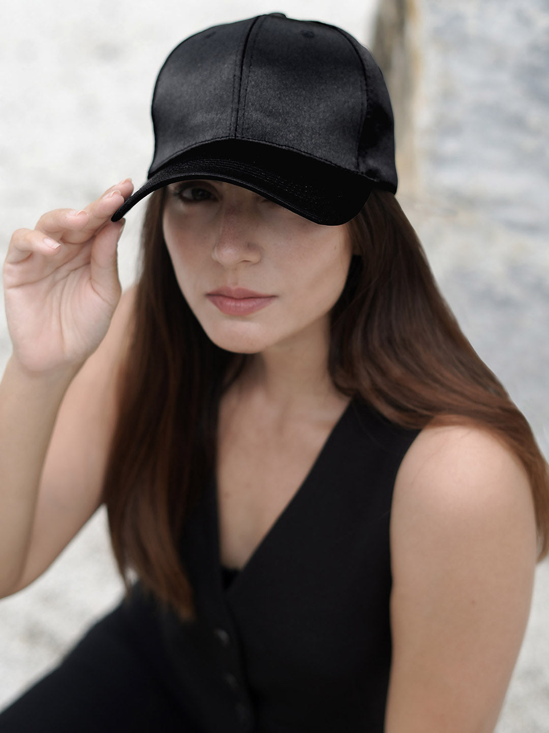 Women Beige Shimmer Baseball Cap