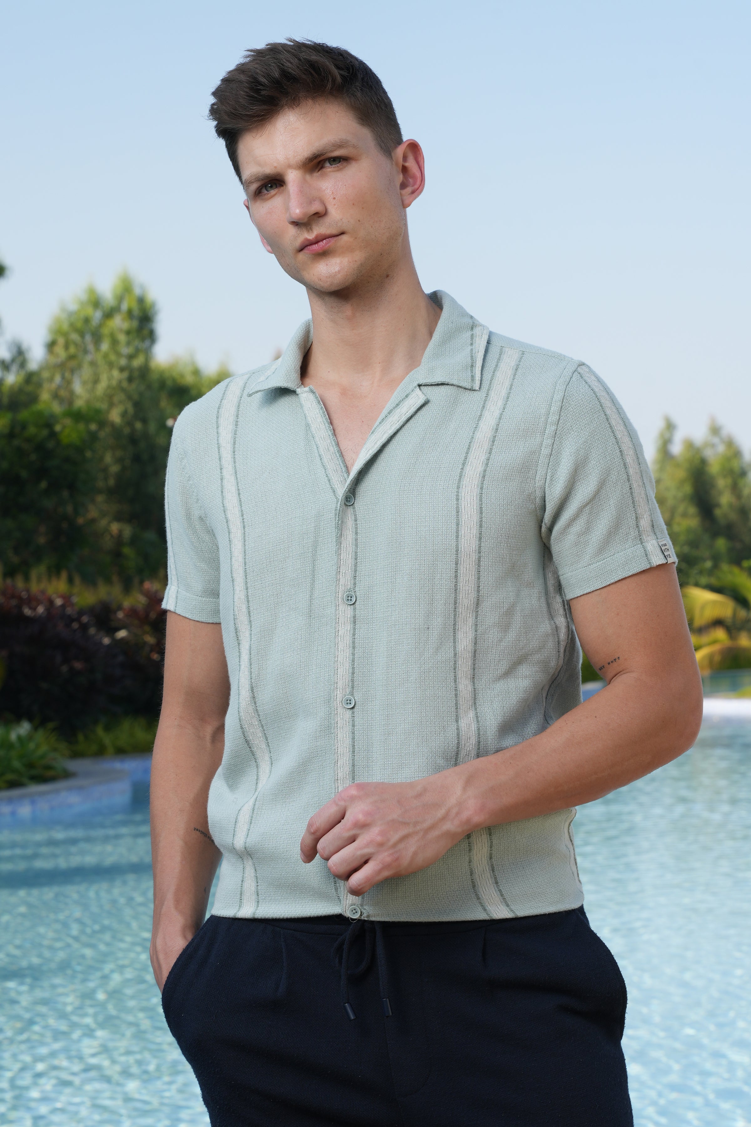 Men Textured Striped Shirt
