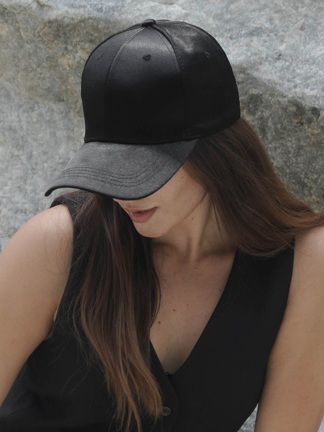 Women Beige Shimmer Baseball Cap