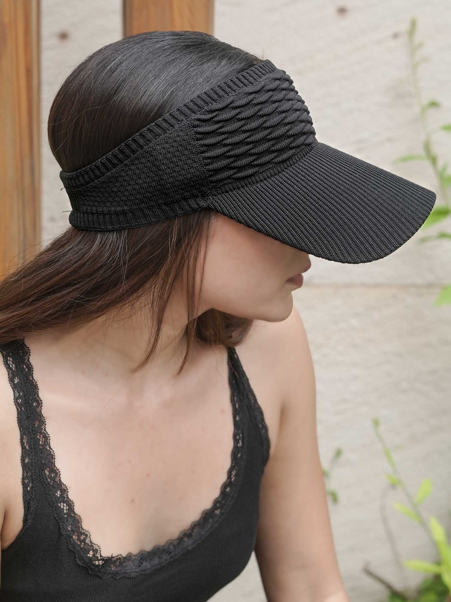 Black Ribbed Sun Visor Cap