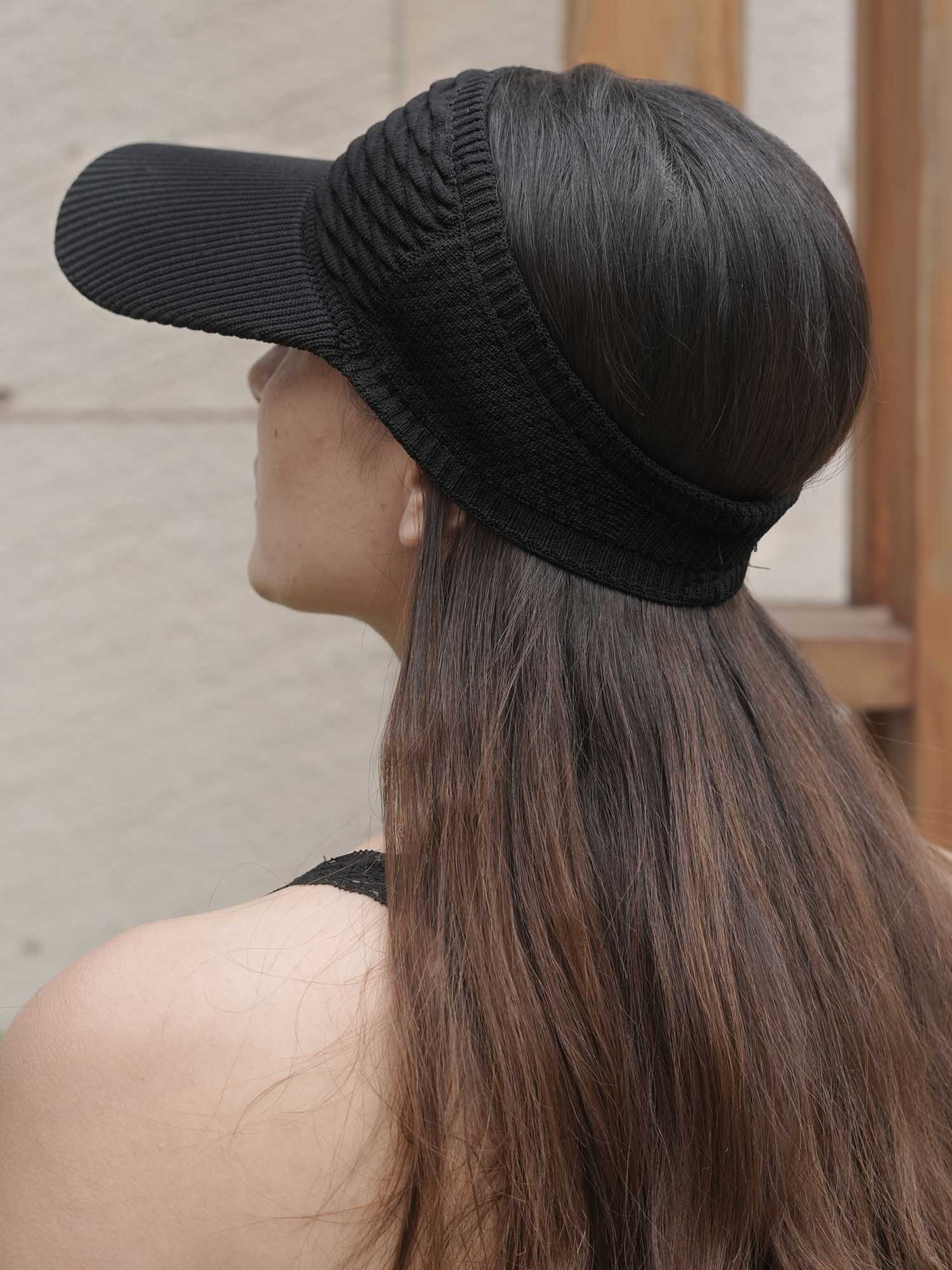 Black Ribbed Sun Visor Cap