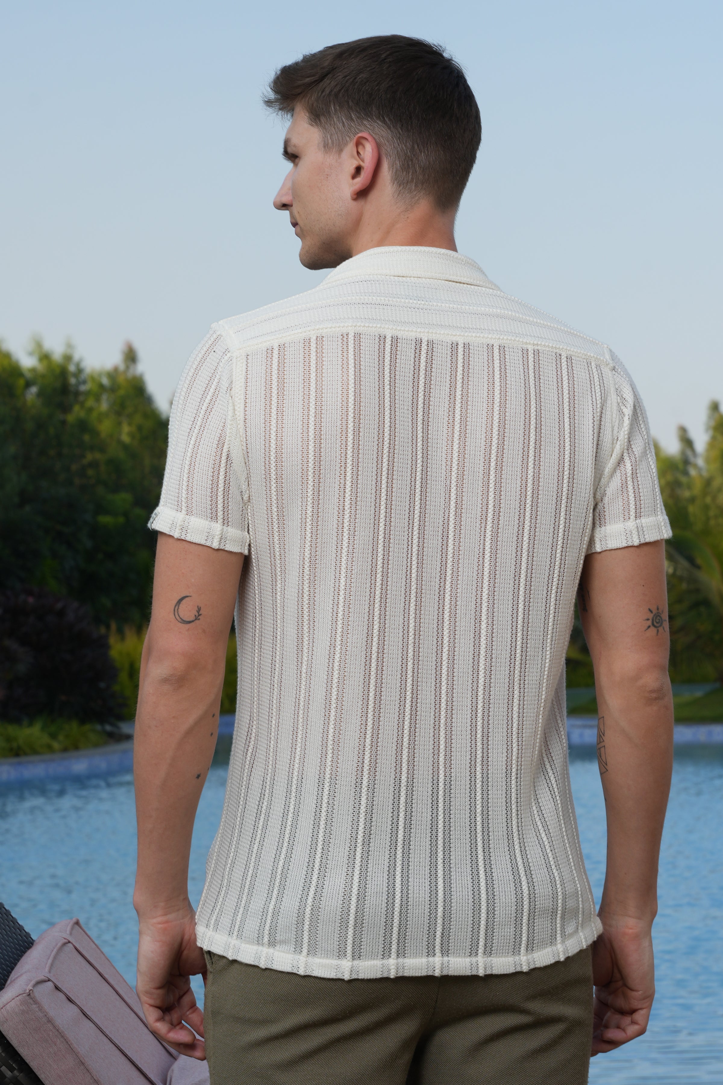 Men Adrian Crotchet Shirt Off White