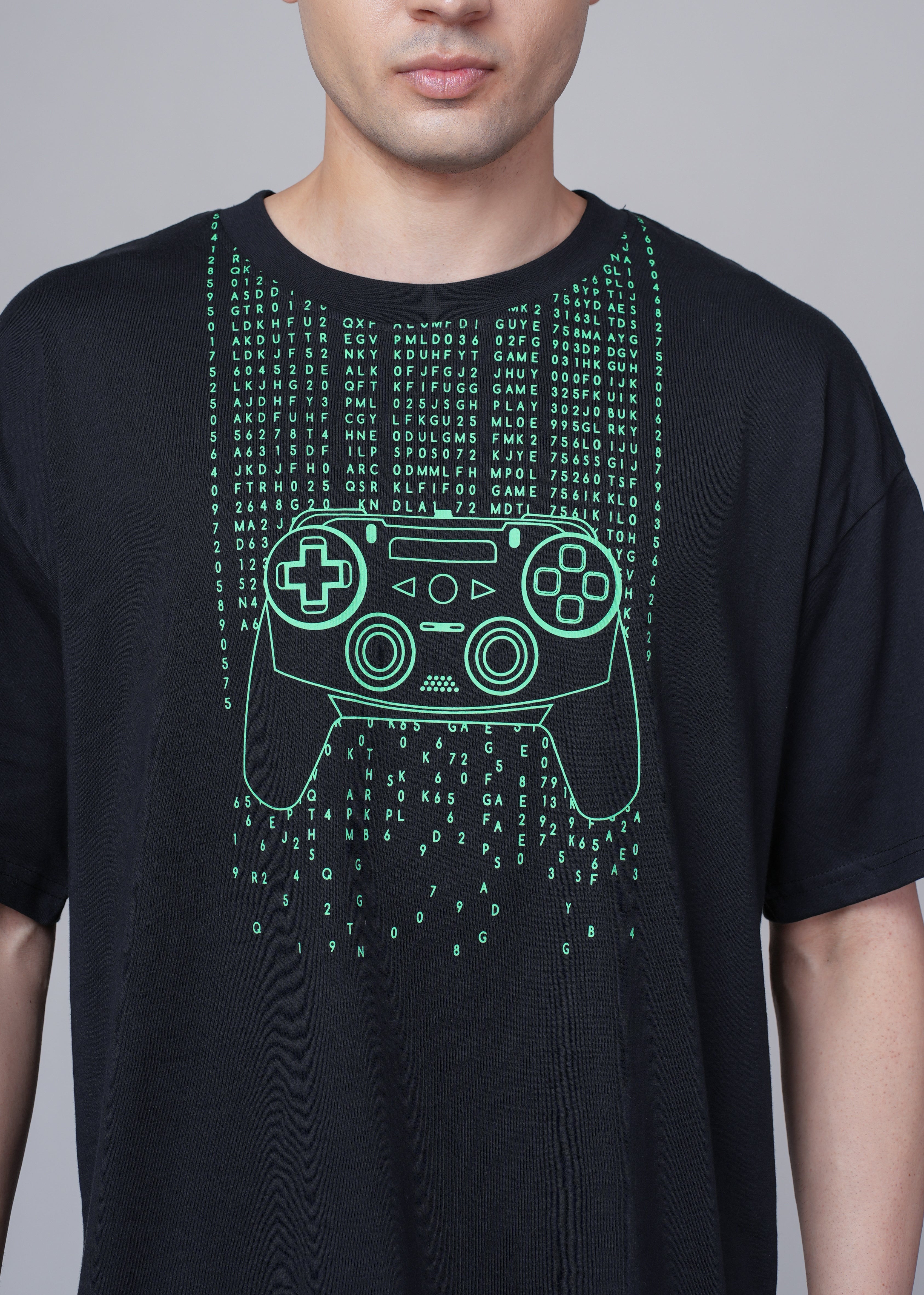 Men Black Graphic Cotton Oversized T-Shirt