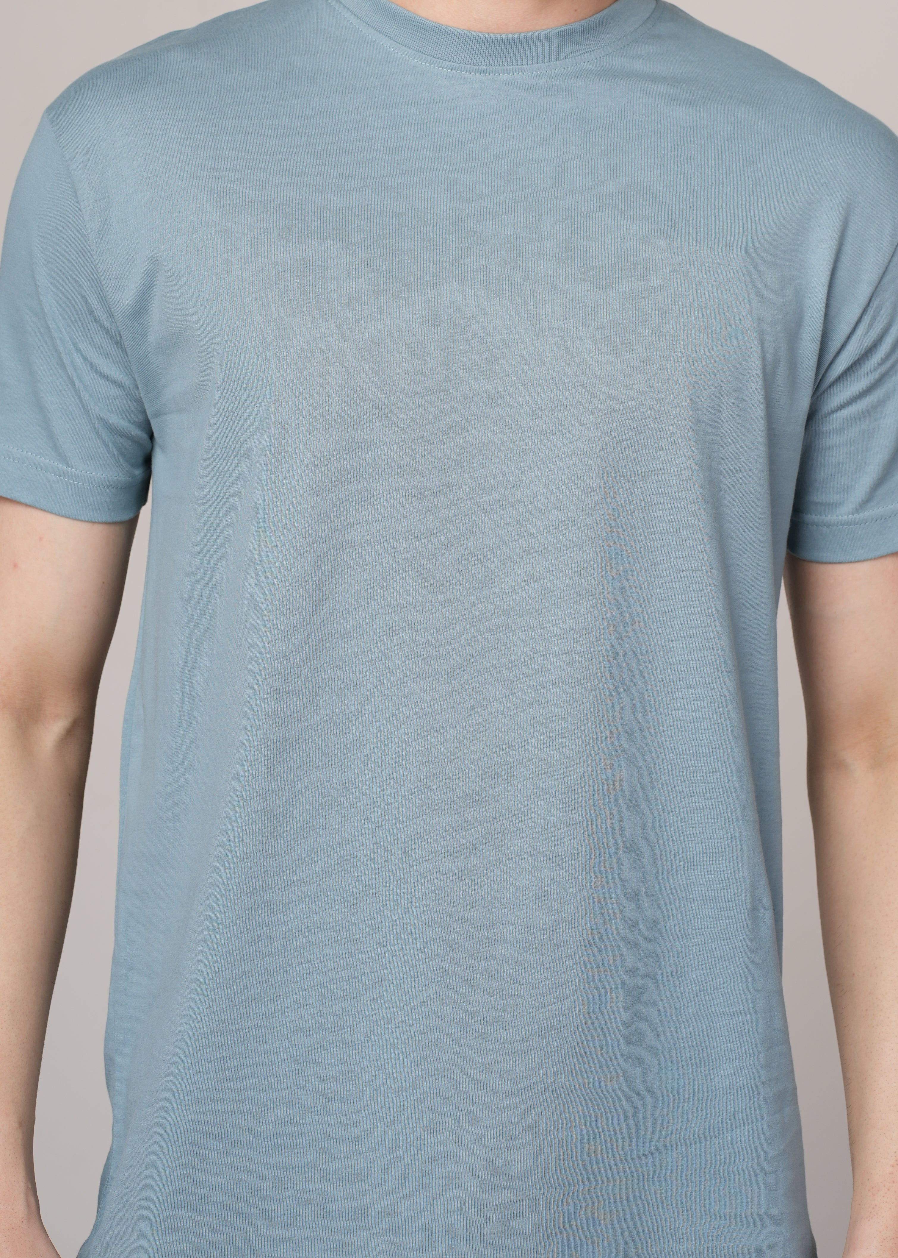 Mens Blue Cotton Regular T-Shirt