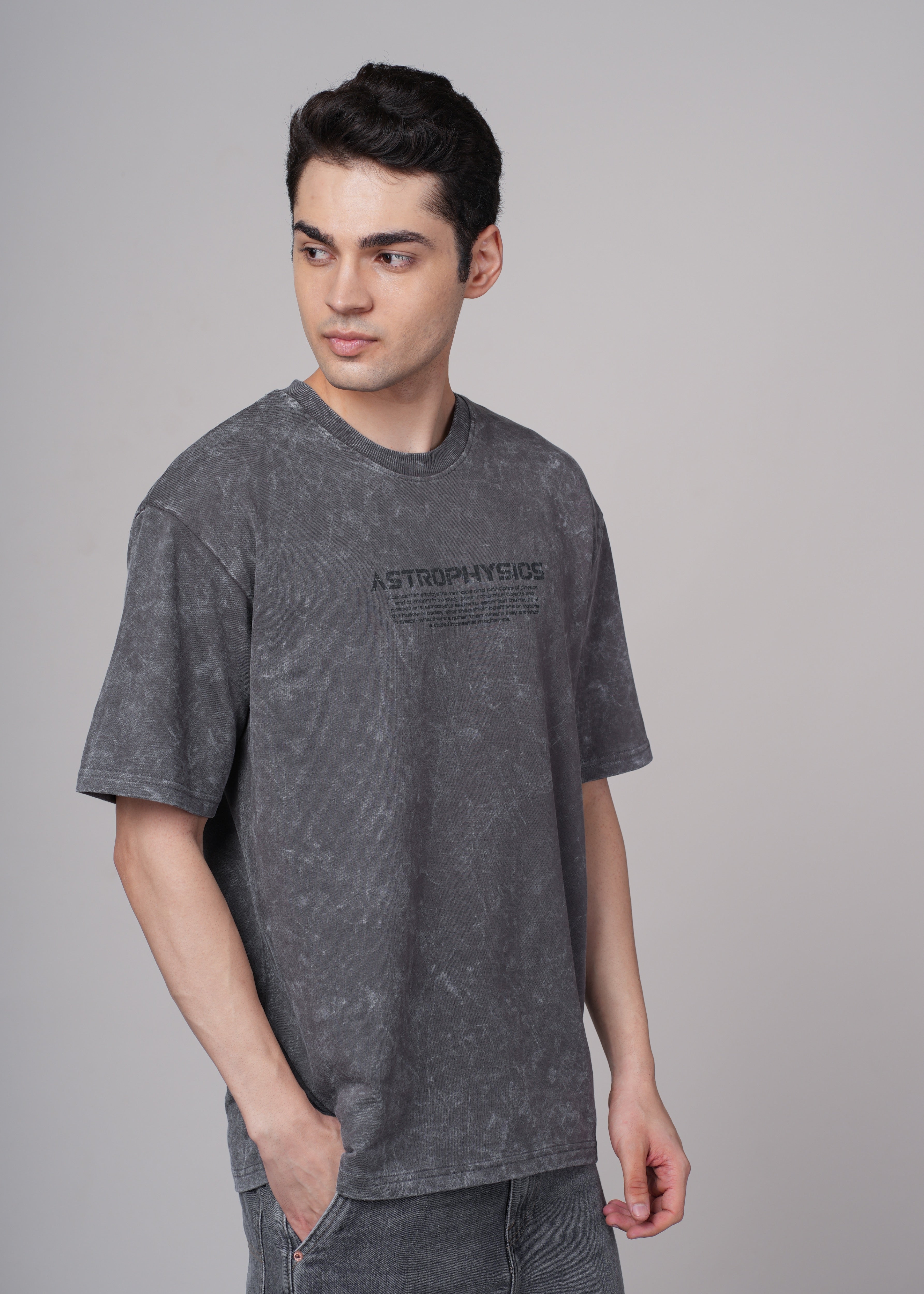 Men Grey Printed Cotton Oversized T-Shirt