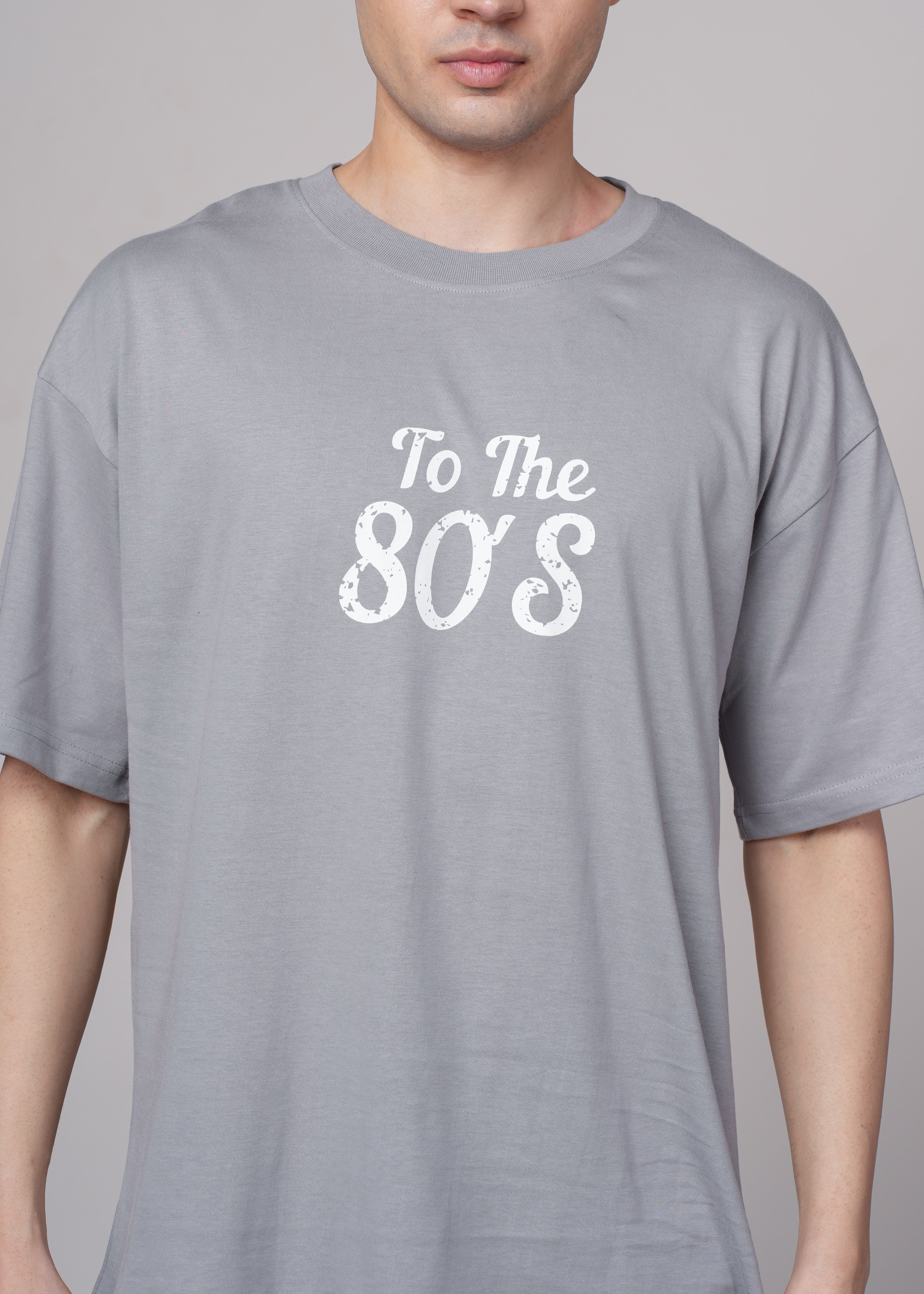 Men Grey Printed Cotton Oversized T-Shirt