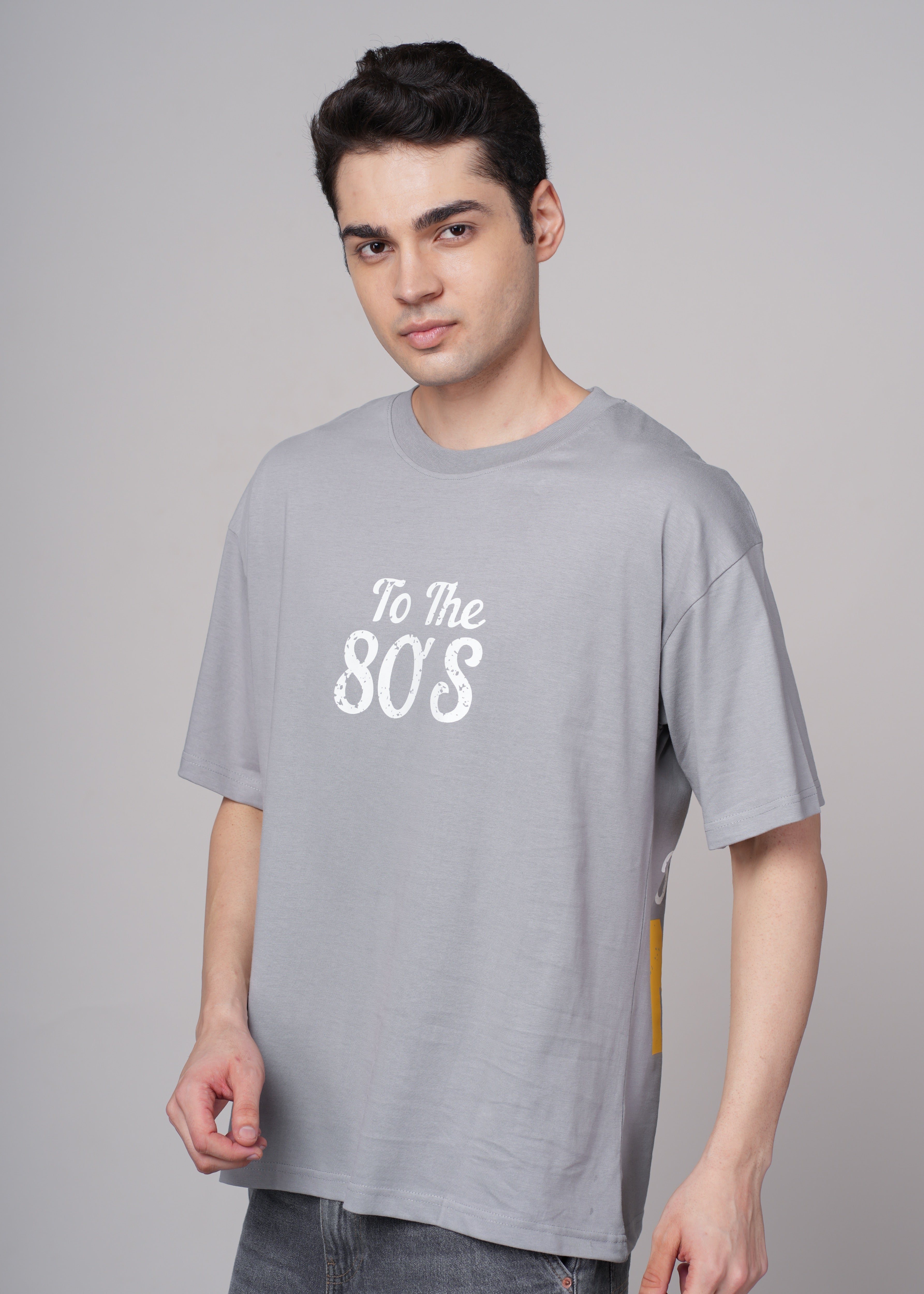 Men Grey Printed Cotton Oversized T-Shirt