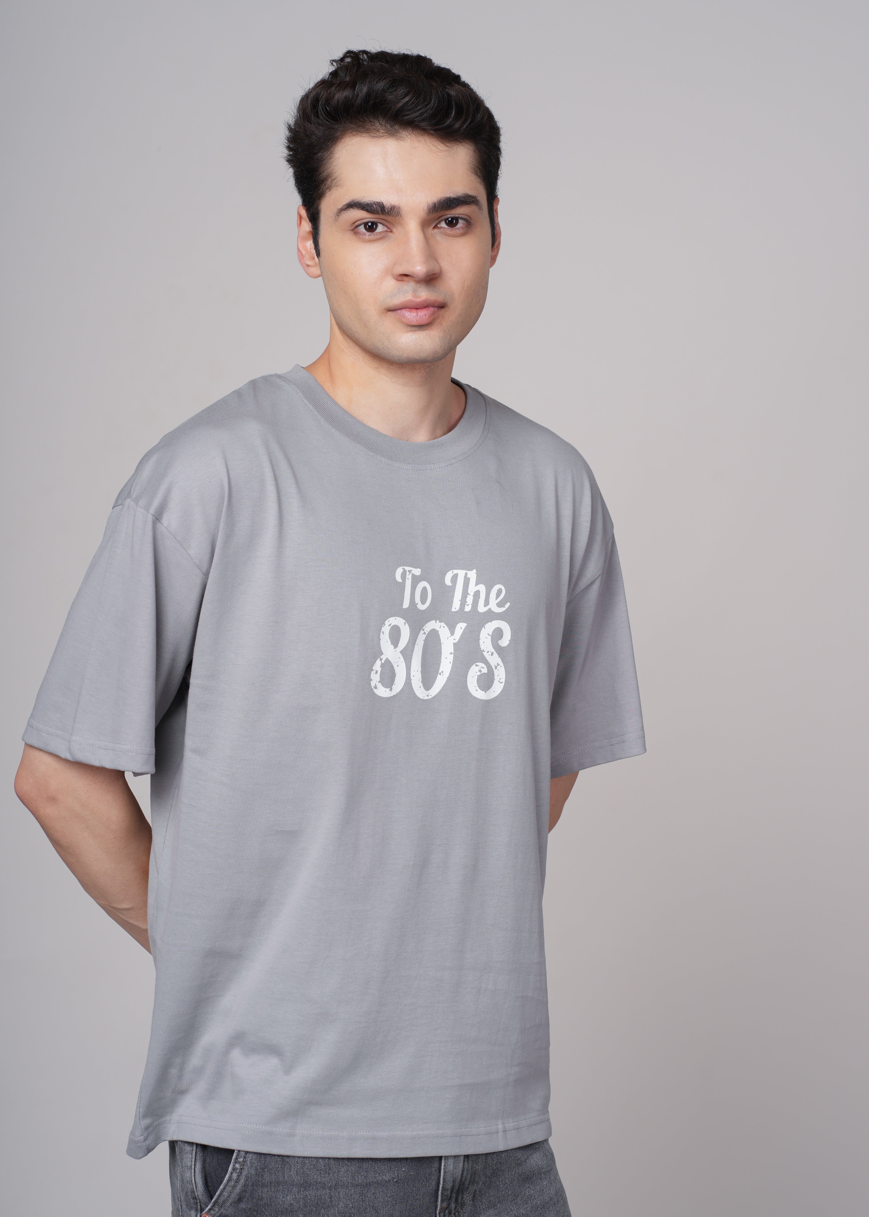 Men Grey Printed Cotton Oversized T-Shirt