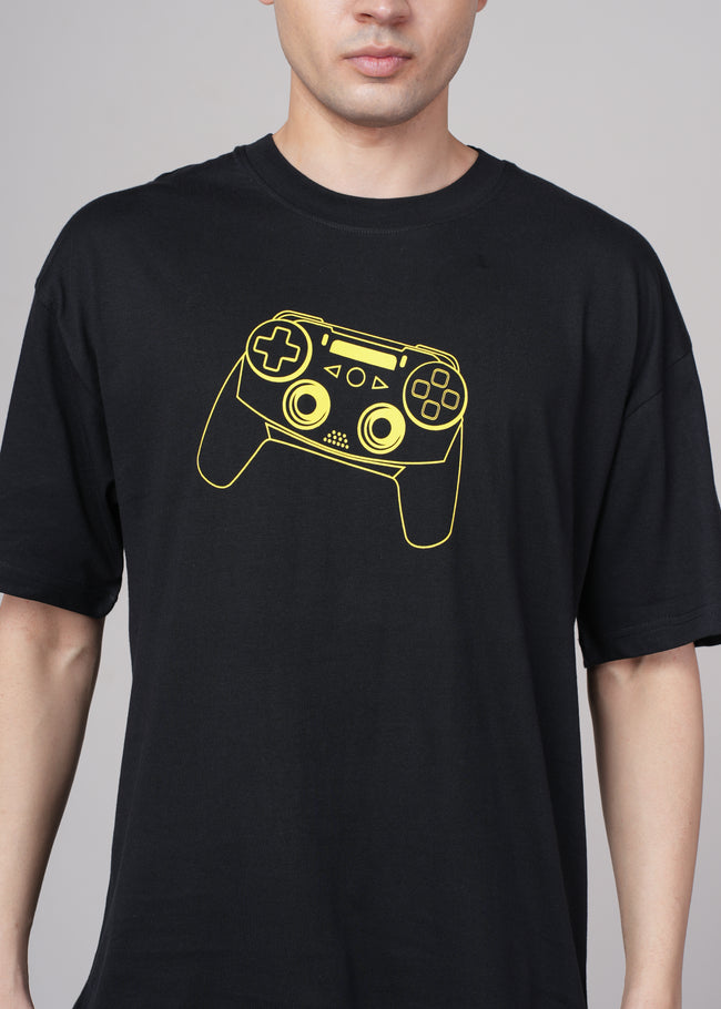 Men Black Graphic Cotton Oversized T-Shirt