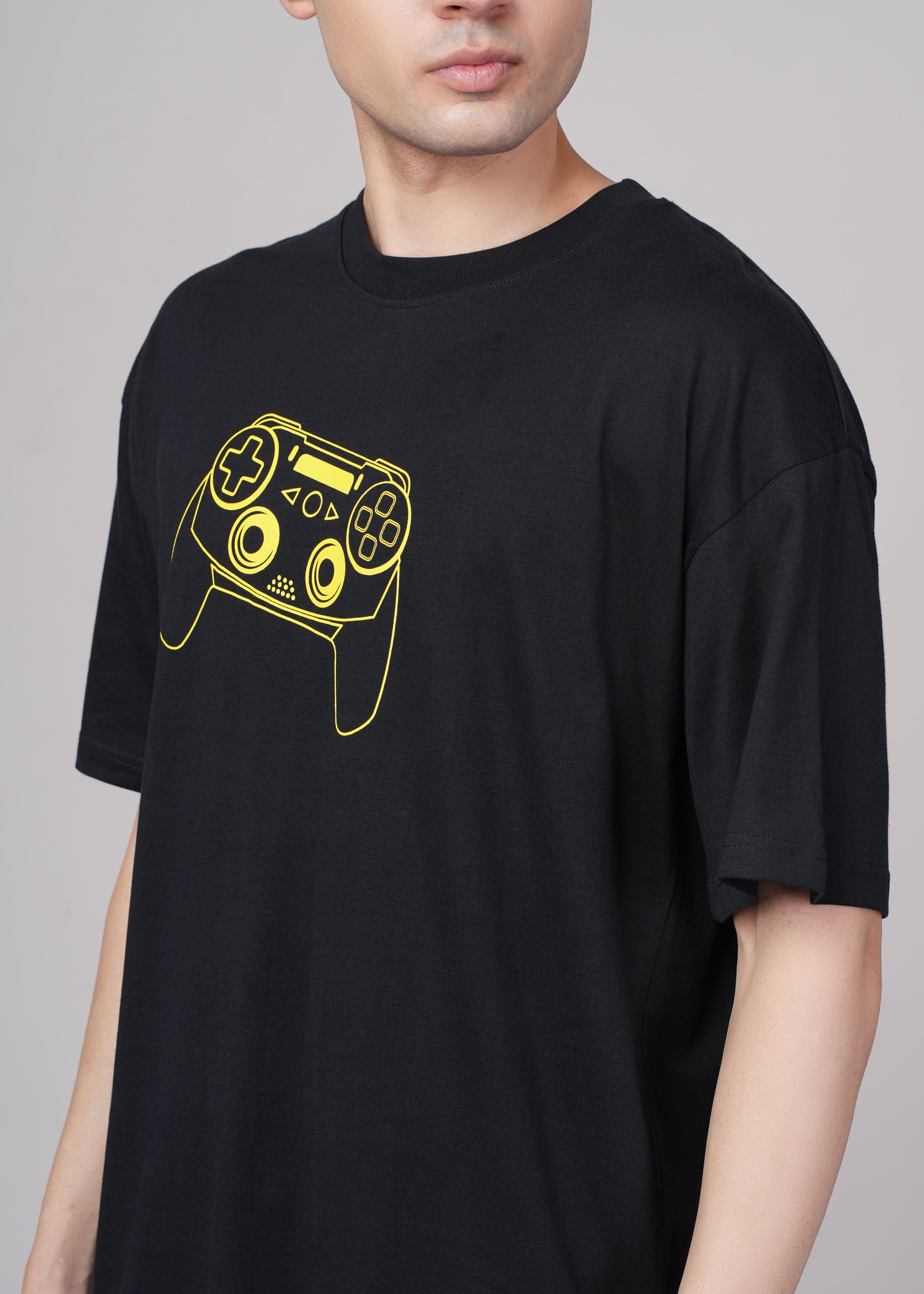 Men Black Graphic Cotton Oversized T-Shirt