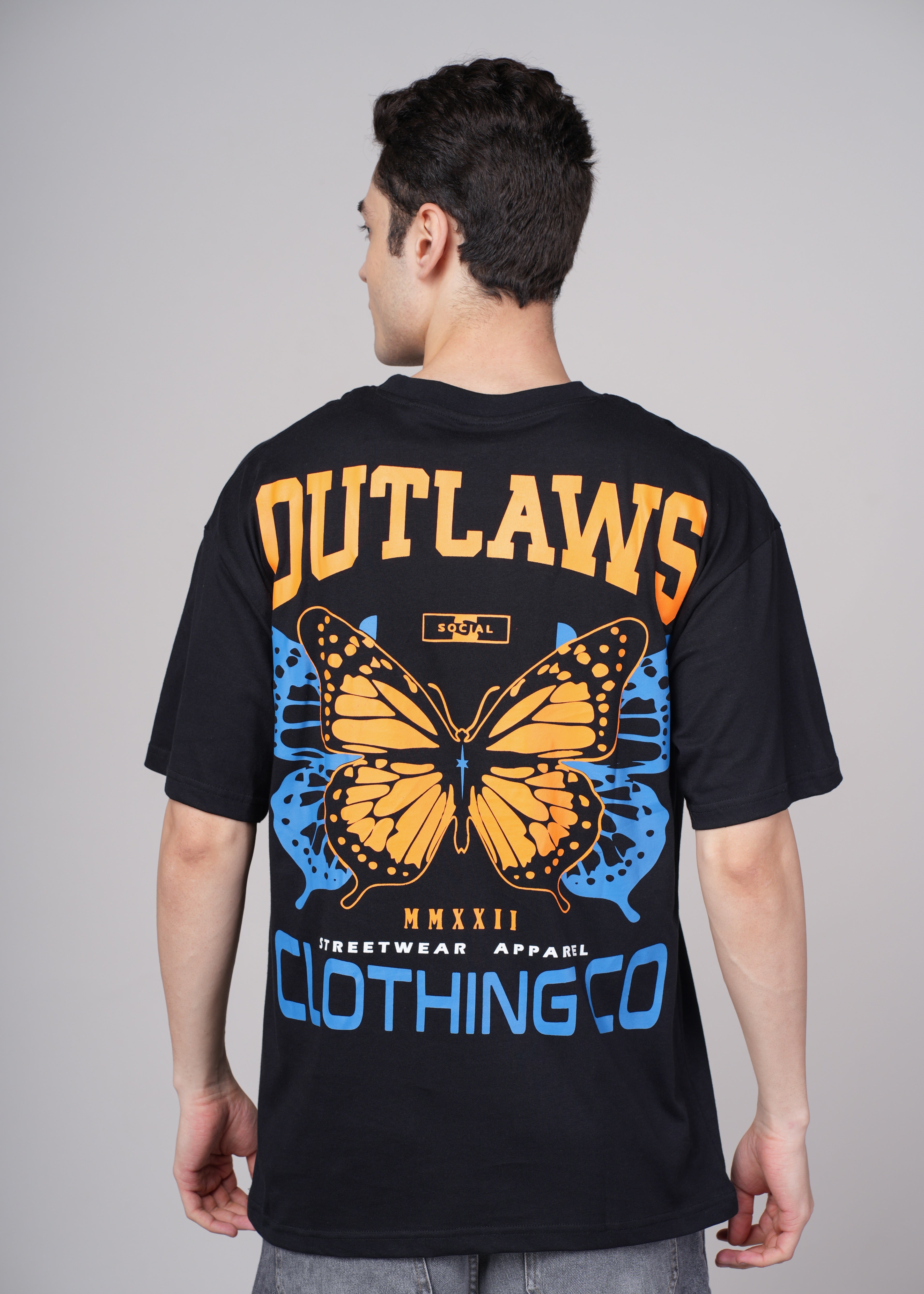Men Black Printed Cotton Oversized T-Shirt
