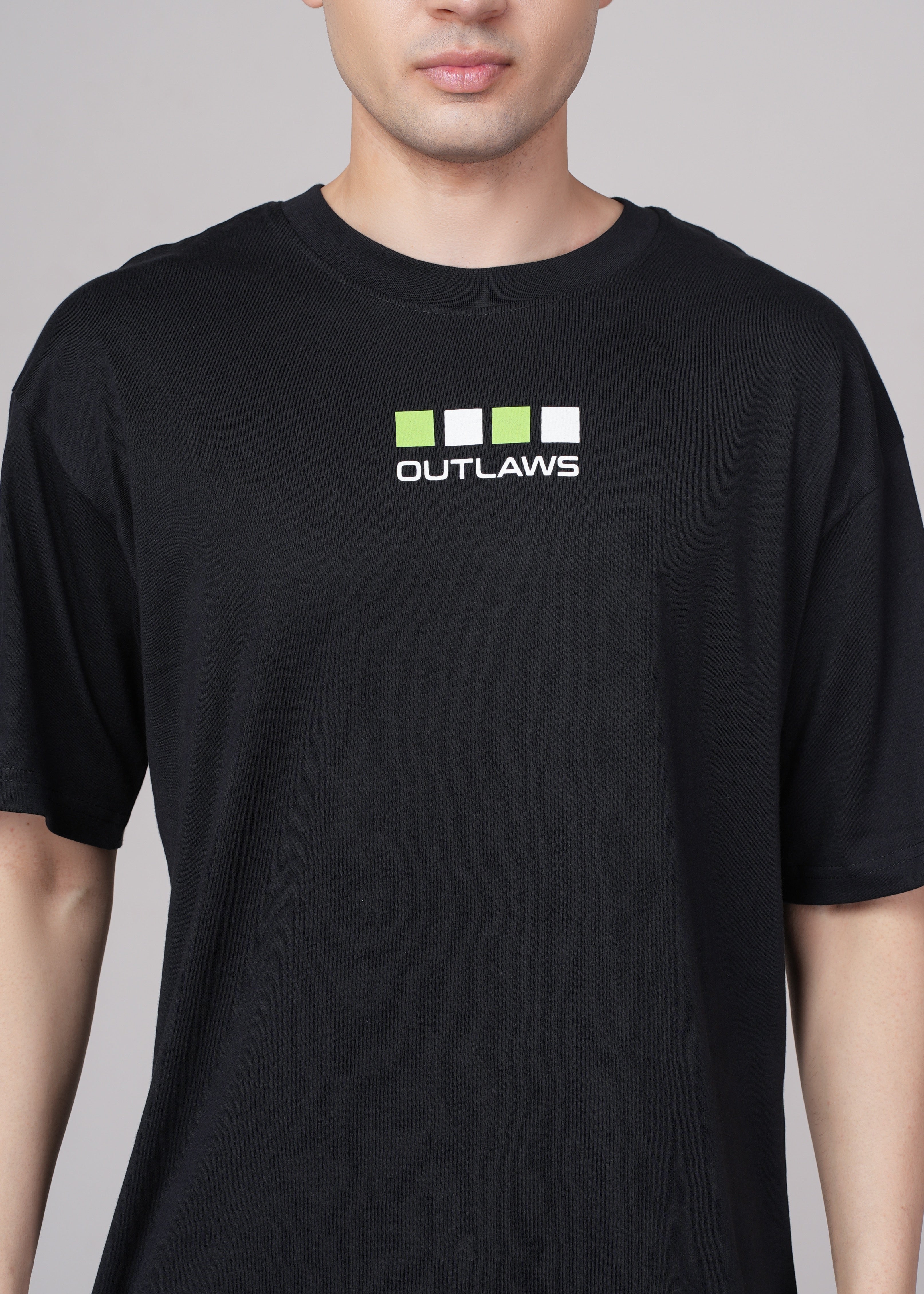 Men Black Printed Cotton Oversized T-Shirt