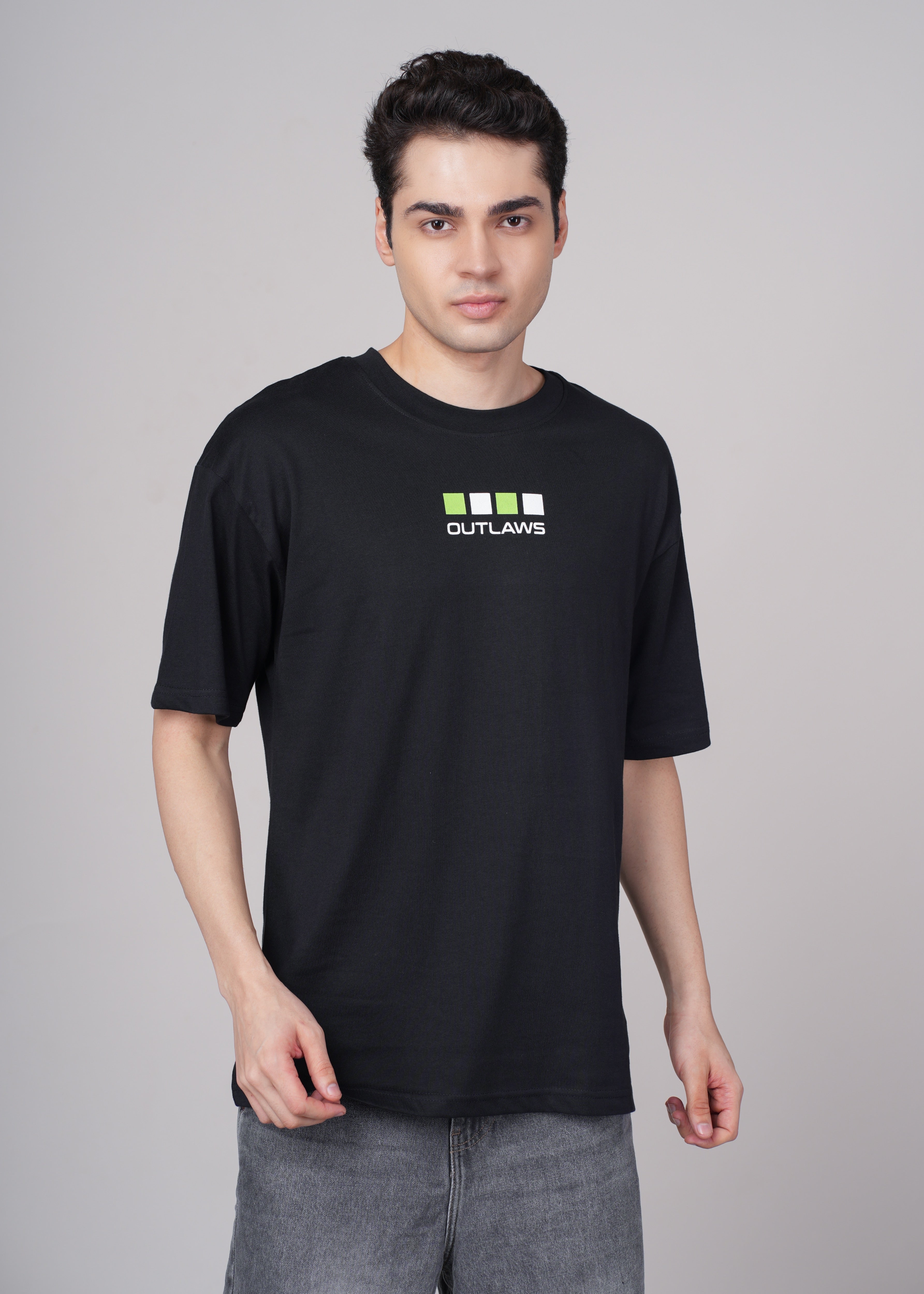Men Black Printed Cotton Oversized T-Shirt