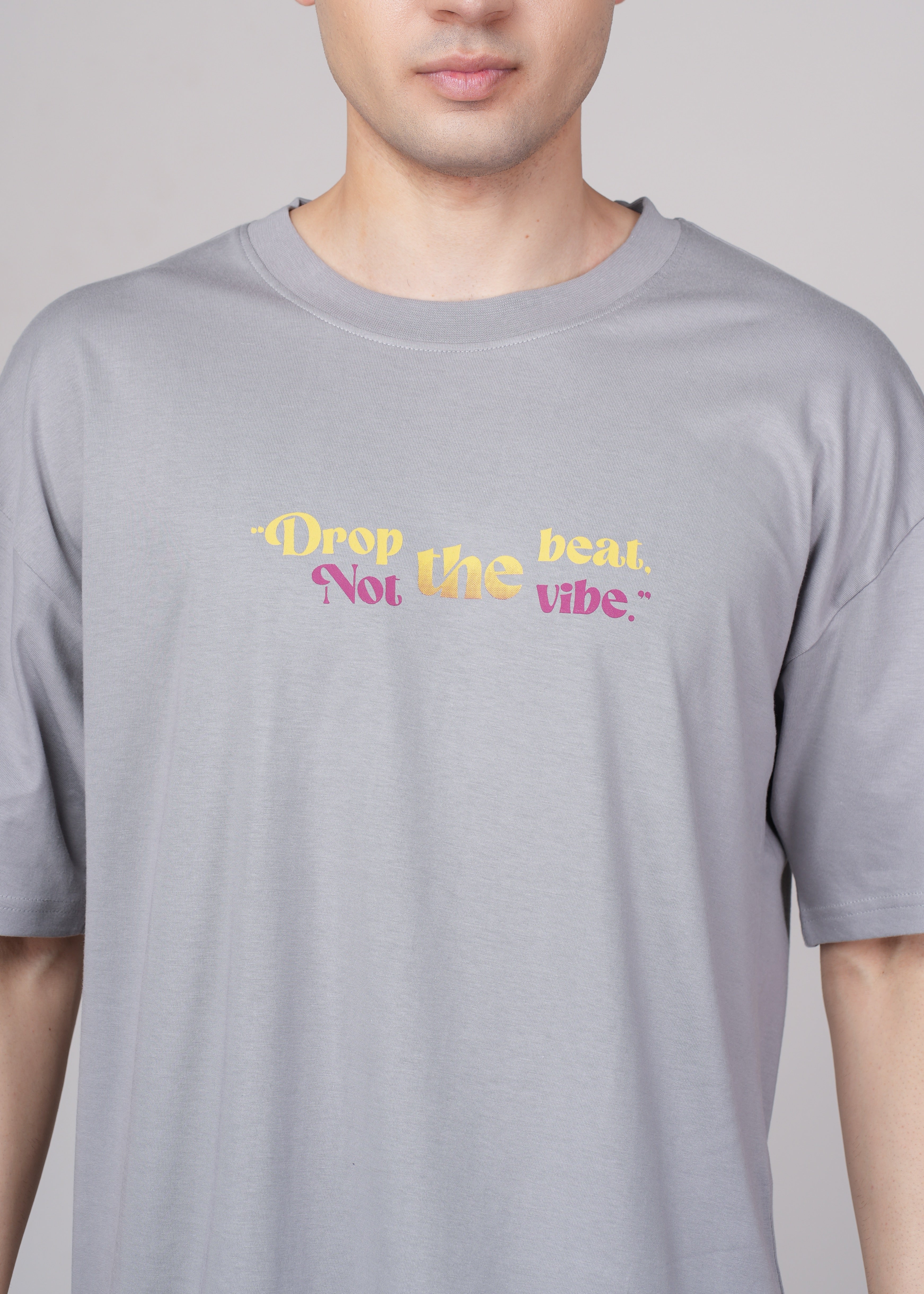Men Grey Printed Cotton Oversized T-Shirt