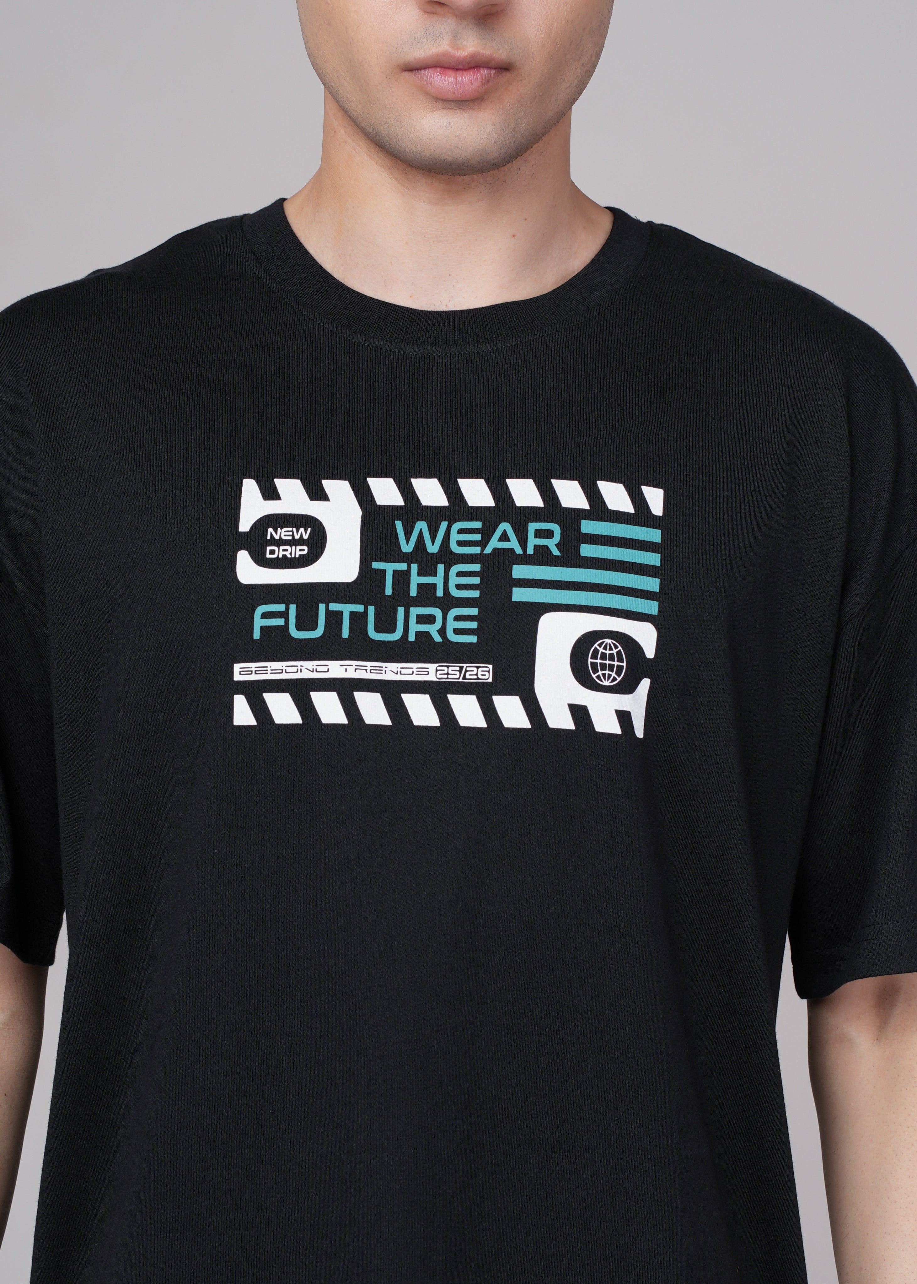 Men Black Graphic Cotton Oversized T-Shirt