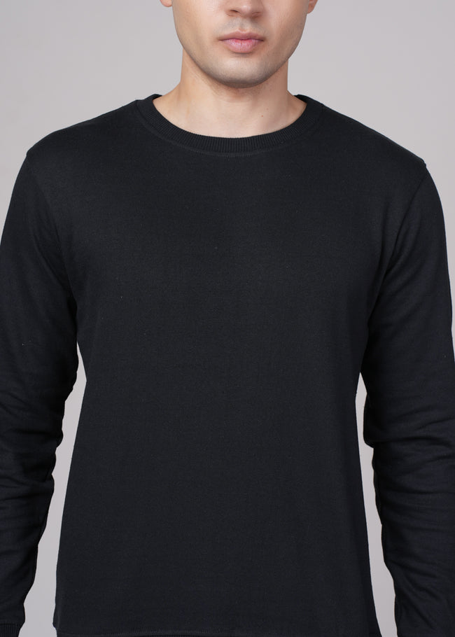 Men Black Cotton Regular Sweatshirt