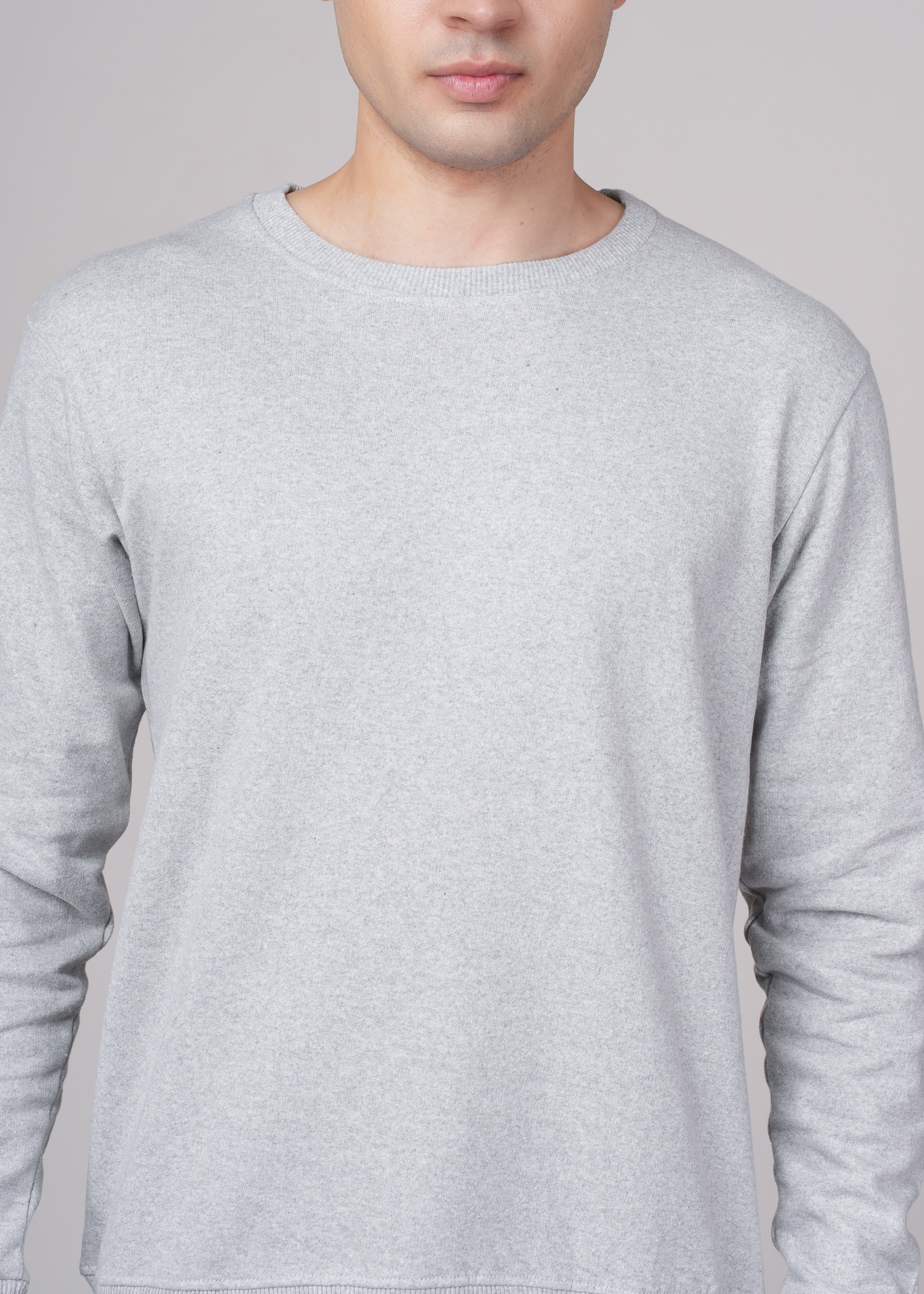 Men Grey Cotton Regular Sweatshirt