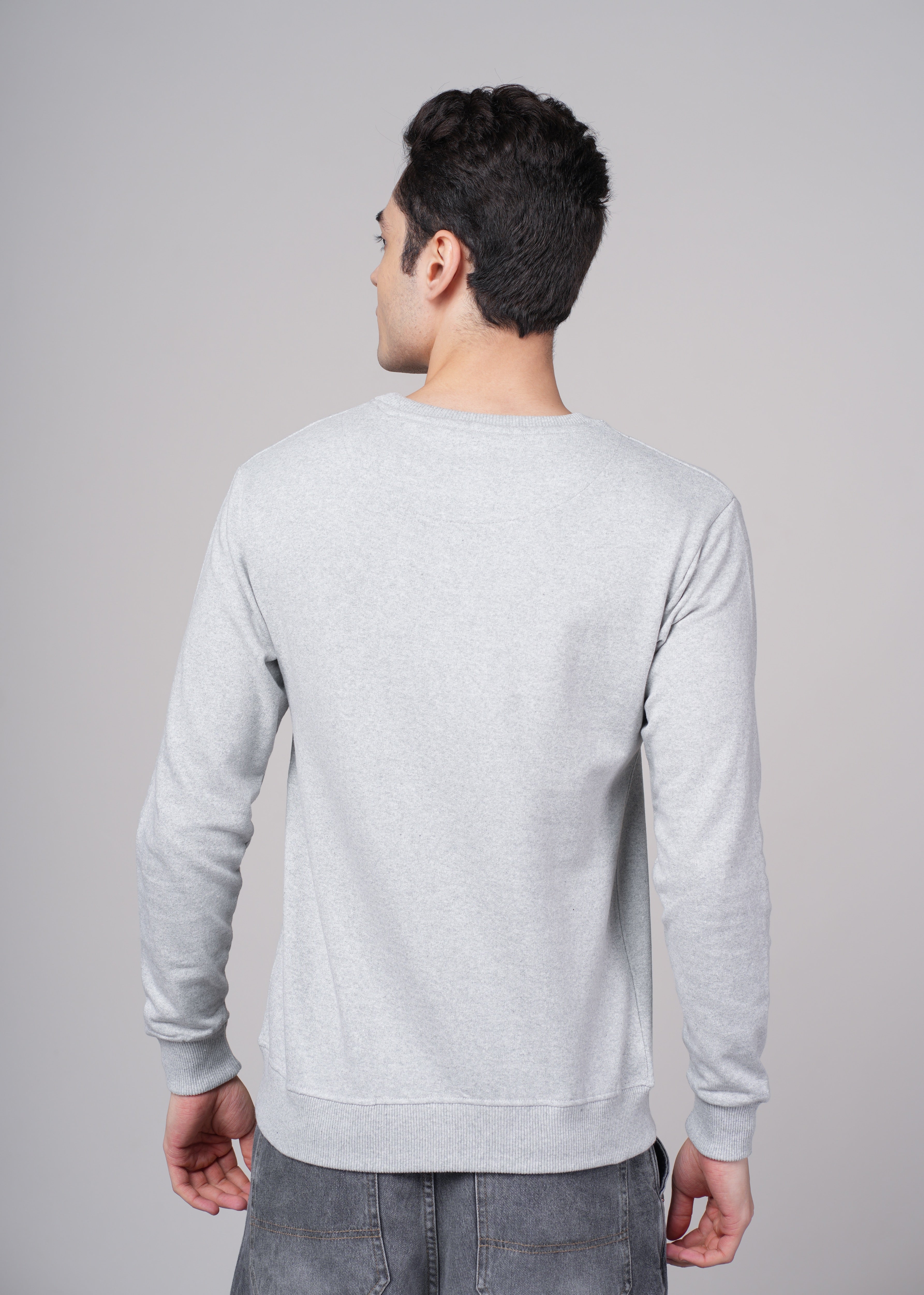 Men Grey Cotton Regular Sweatshirt