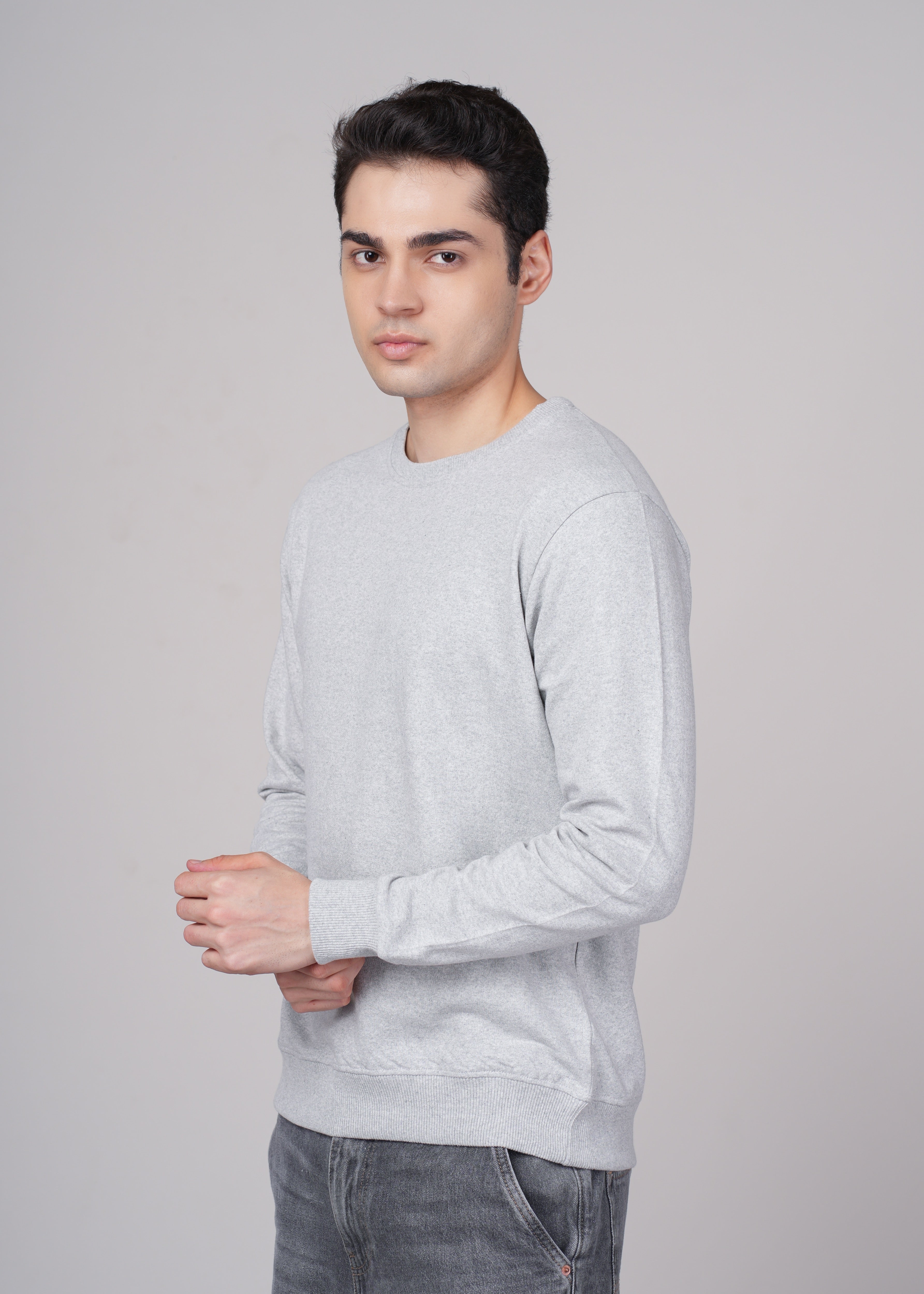 Men Grey Cotton Regular Sweatshirt