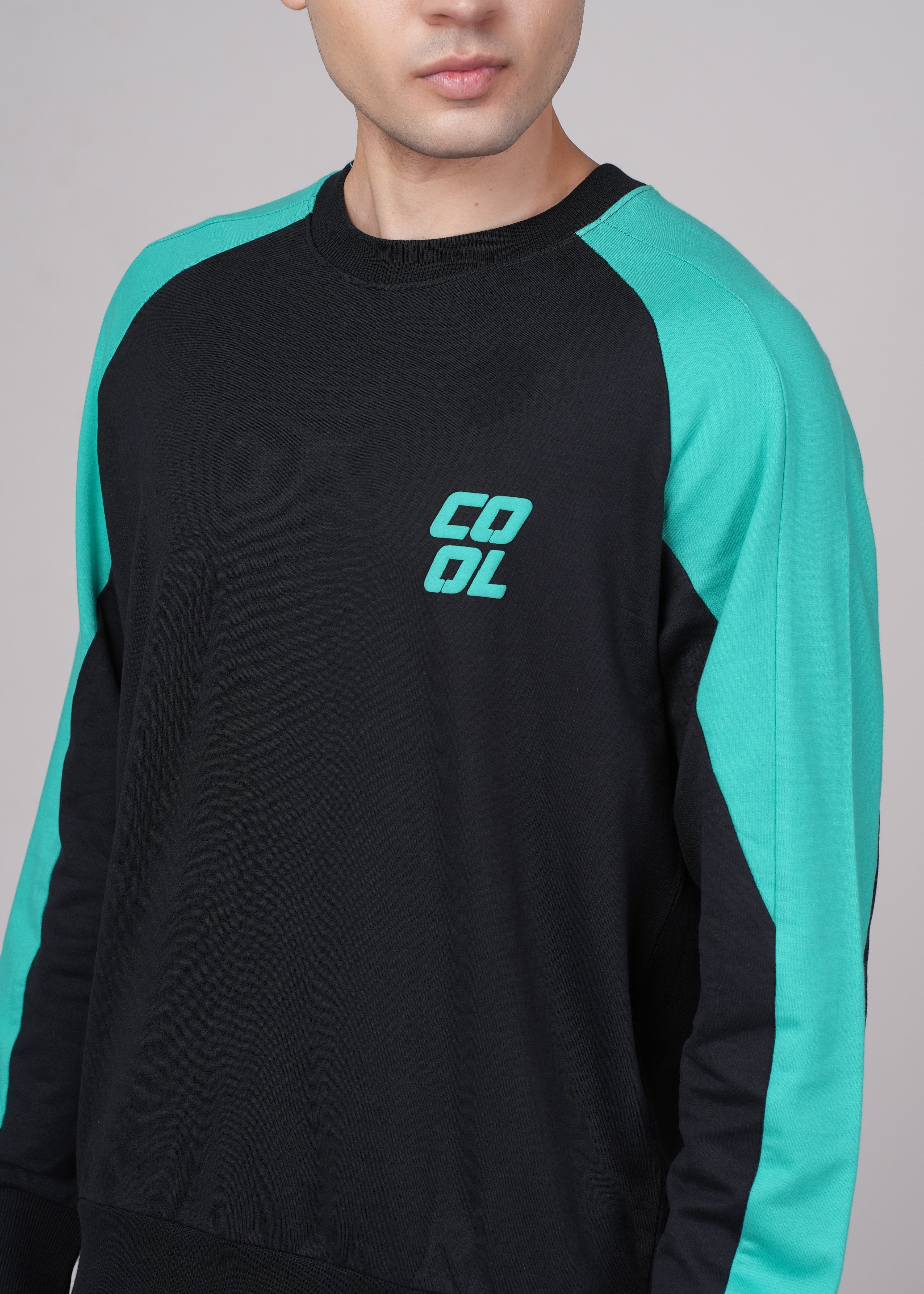 Mens Black Cotton Regular Sweatshirt