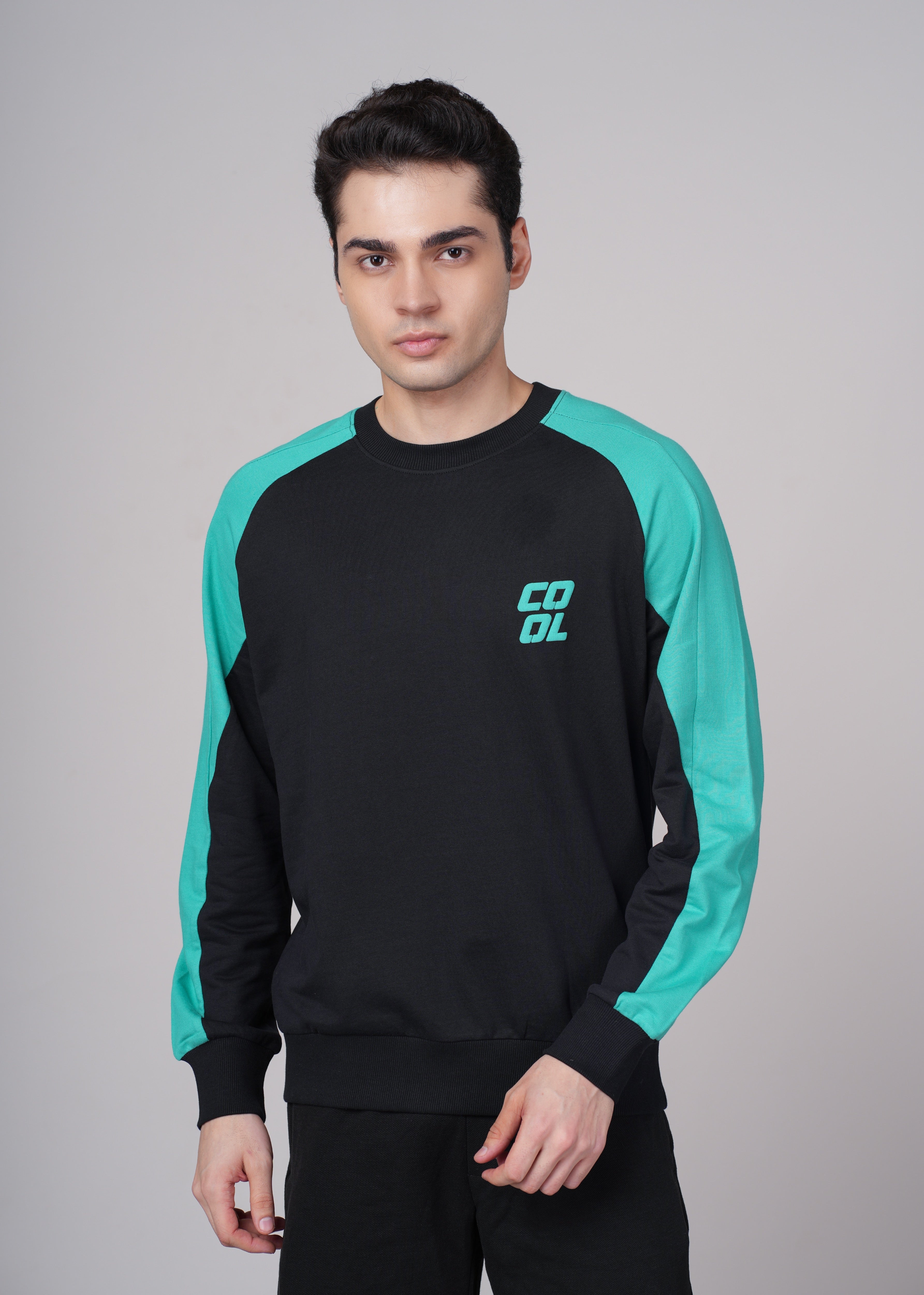 Mens Black Cotton Regular Sweatshirt