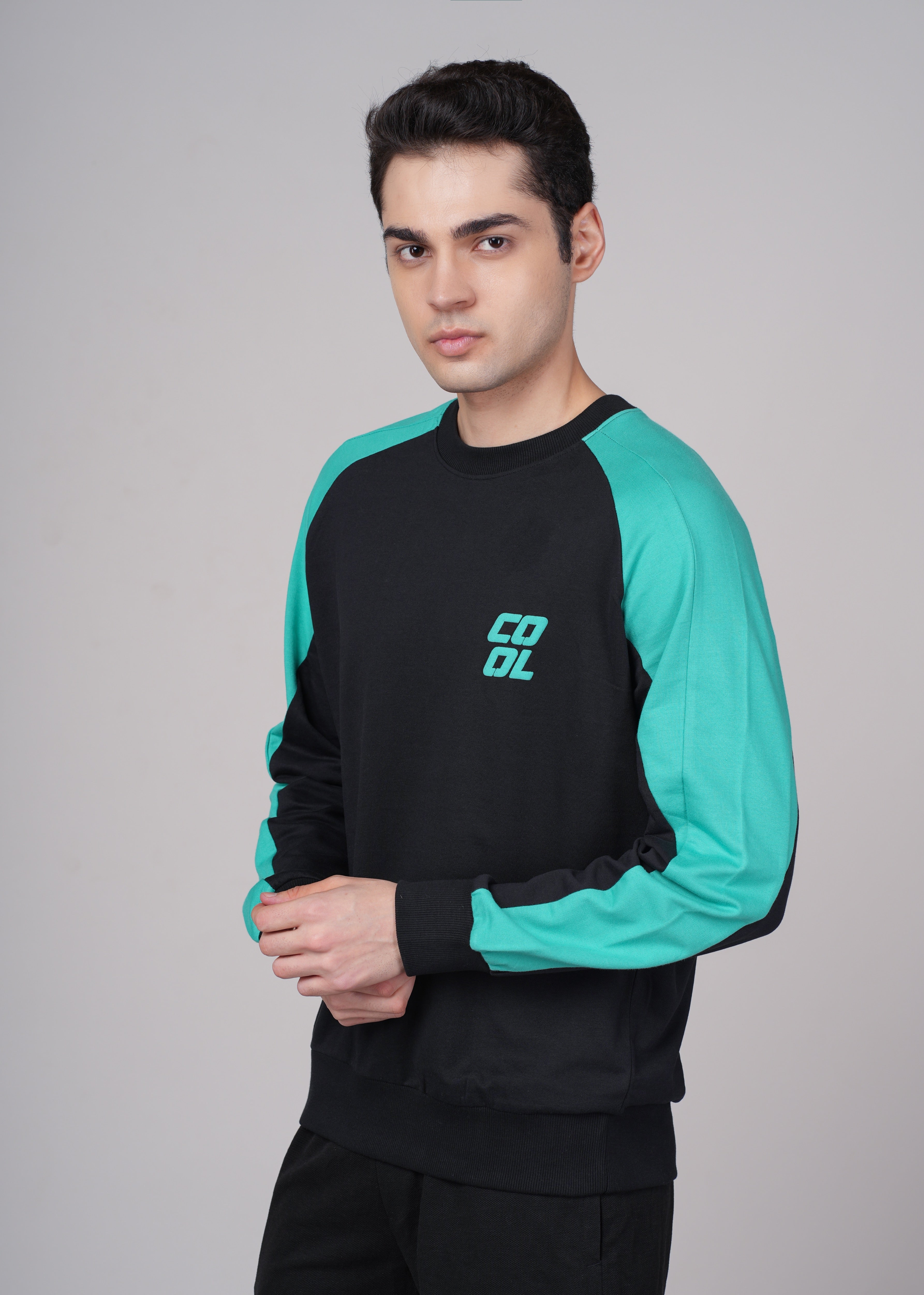 Mens Black Cotton Regular Sweatshirt