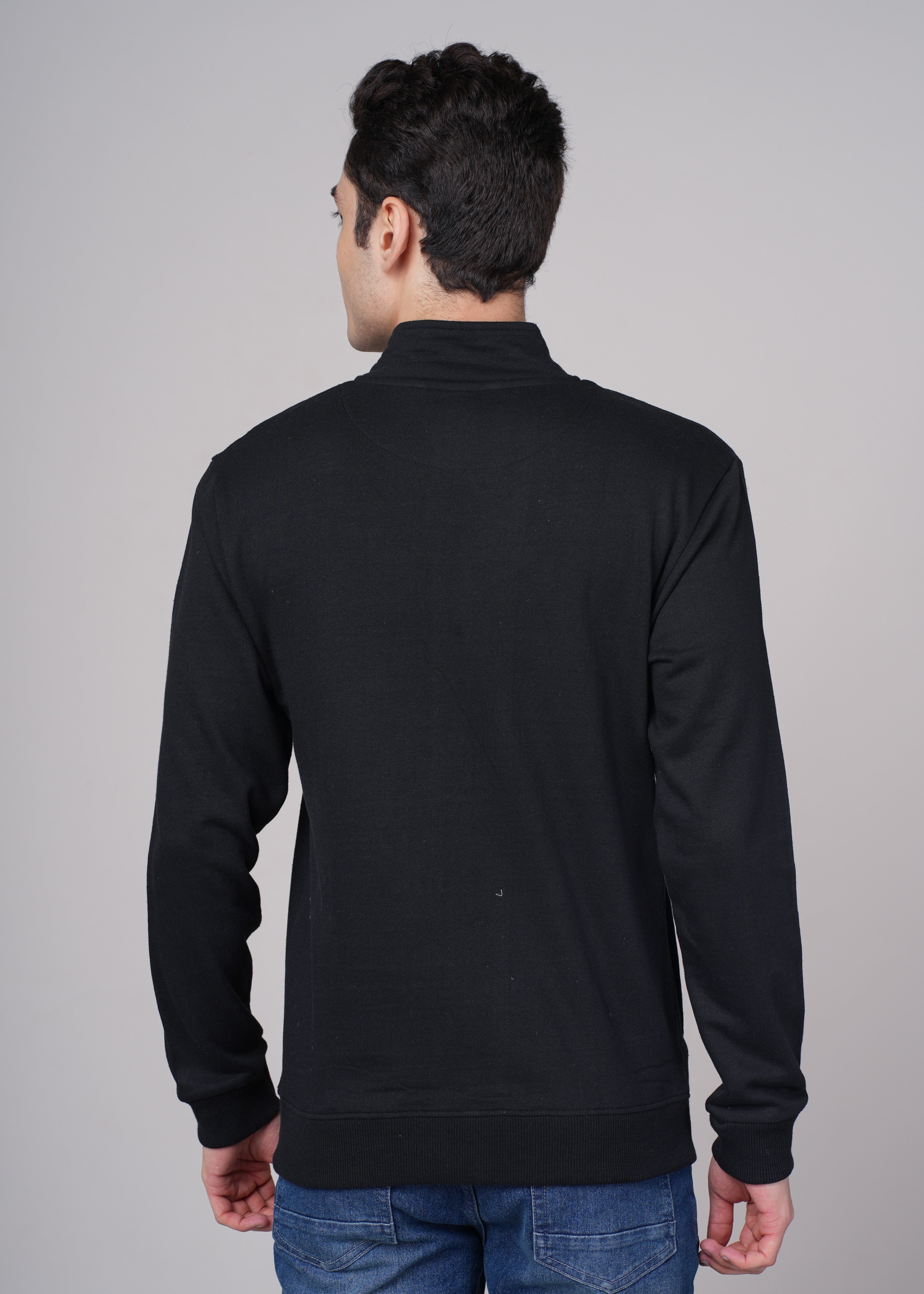 Men Black Cotton Regular Jacket
