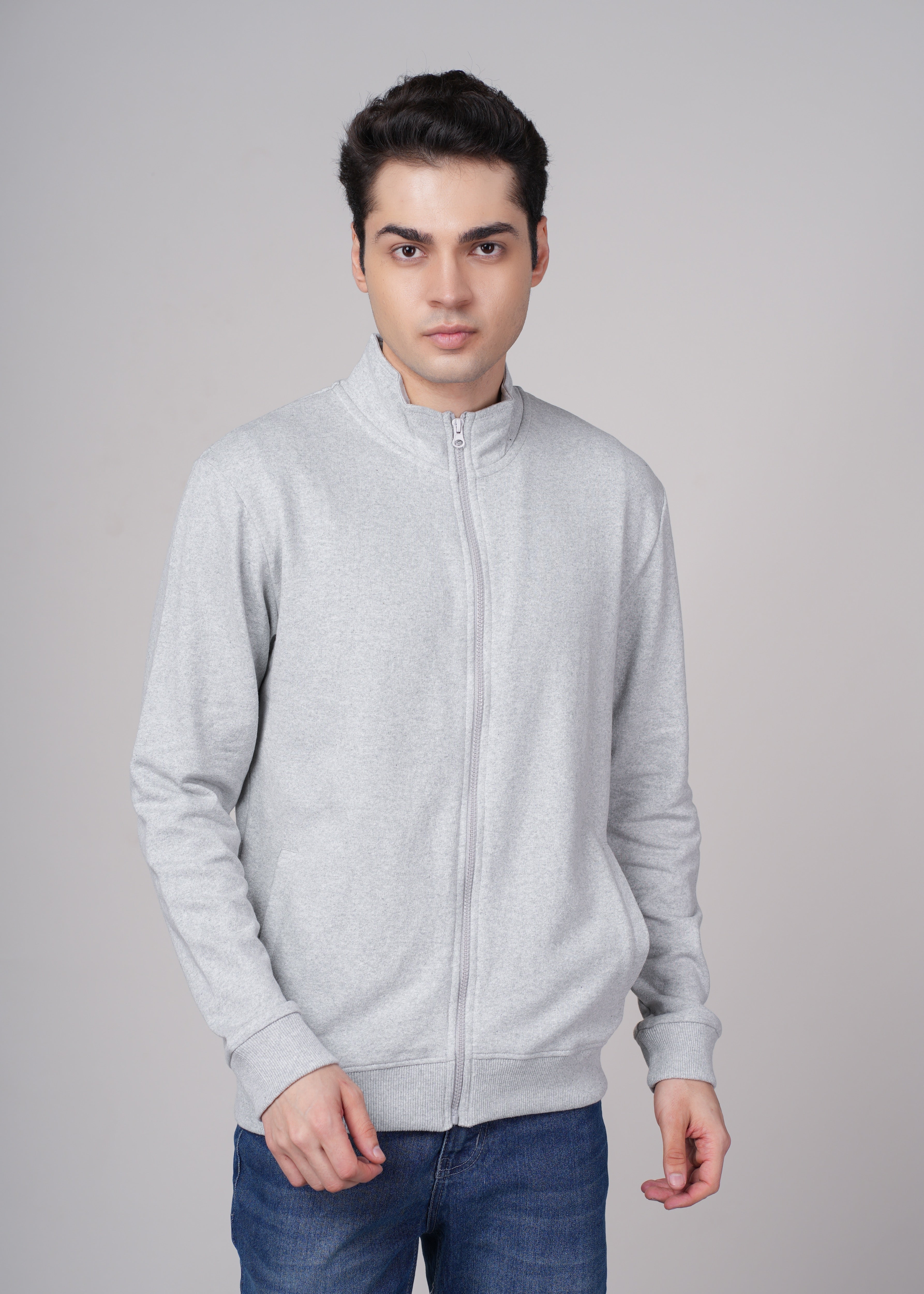 Men Grey Cotton Jacket
