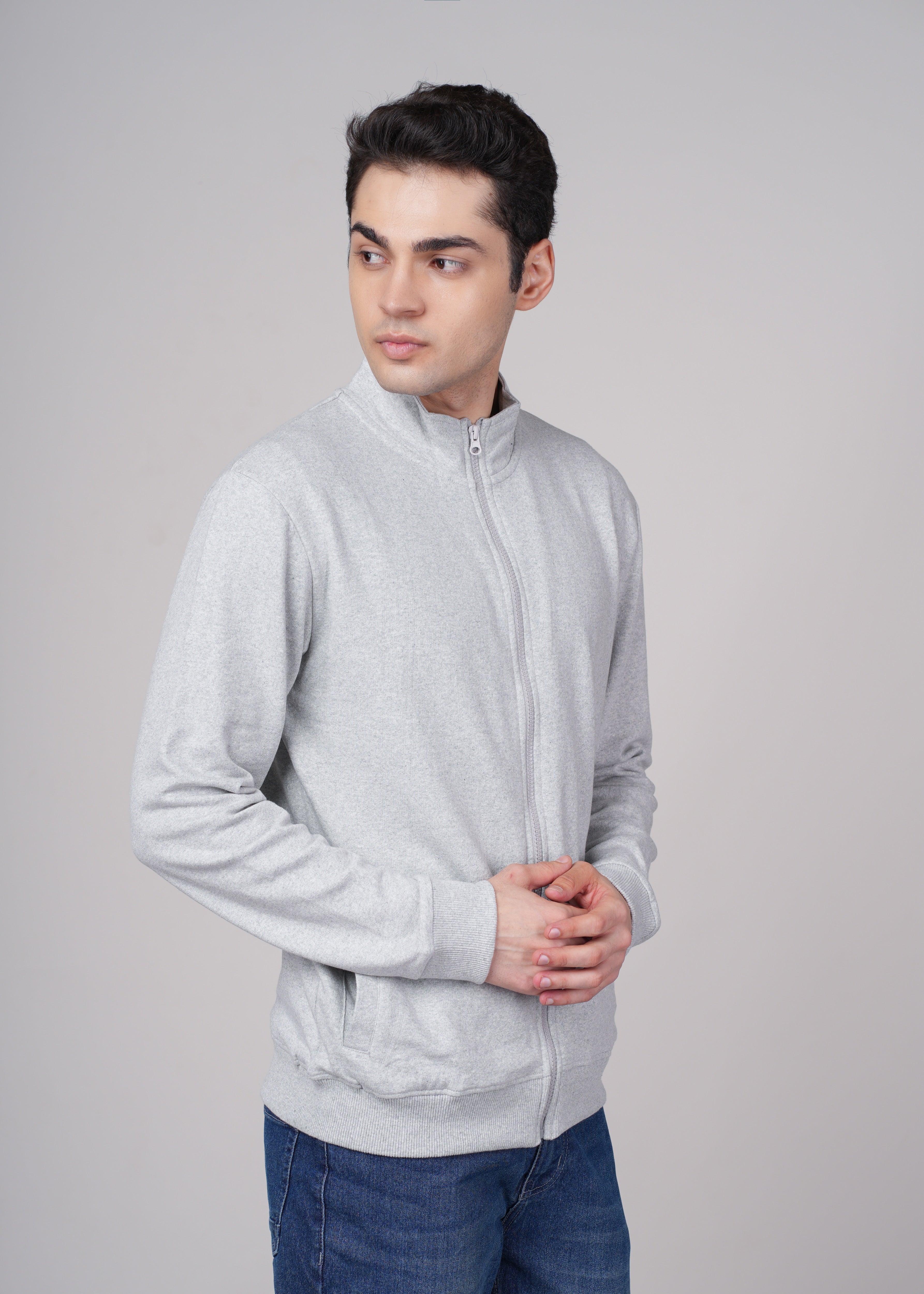 Men Grey Cotton Jacket