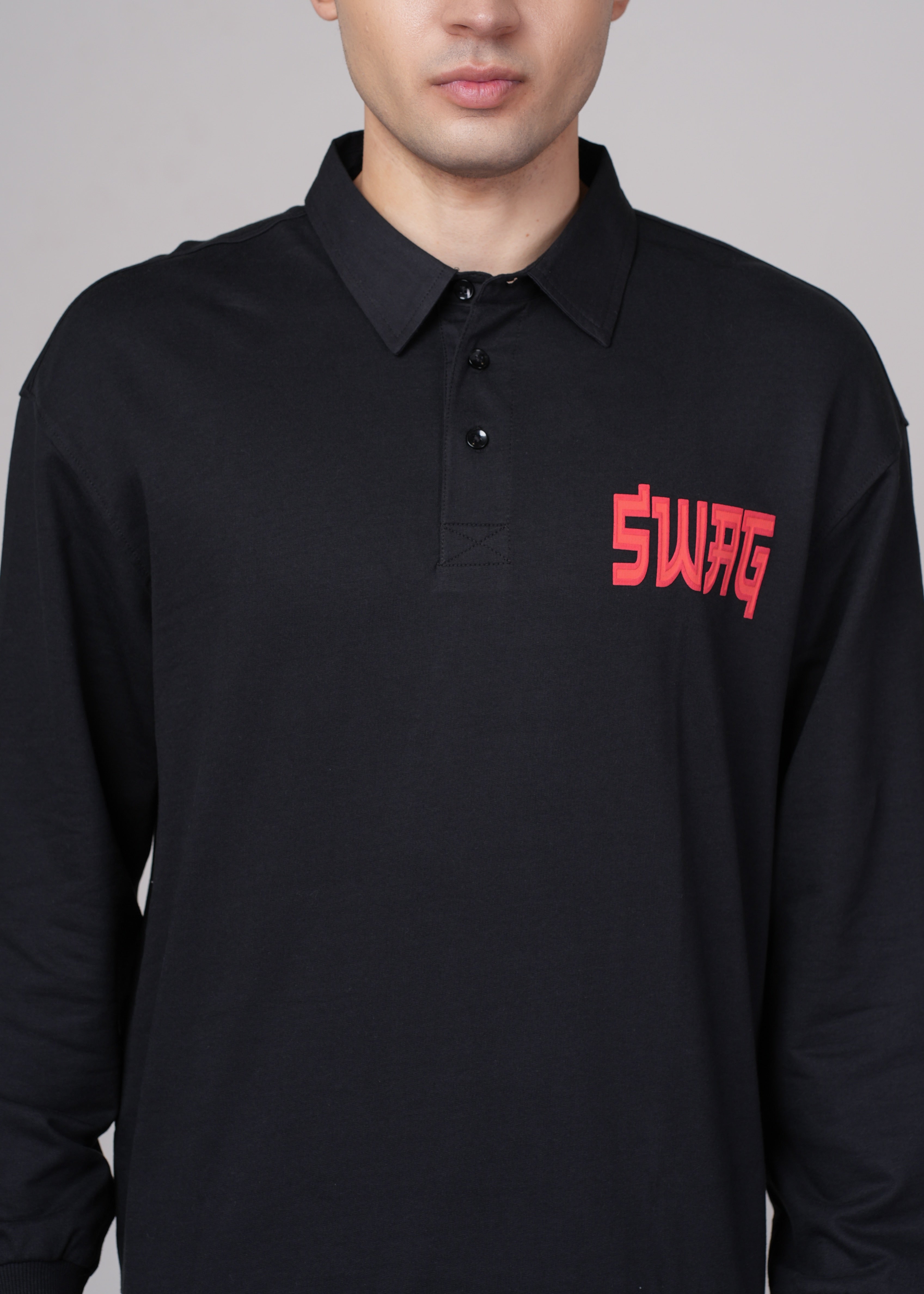 Mens Black Cotton Regular Sweatshirt