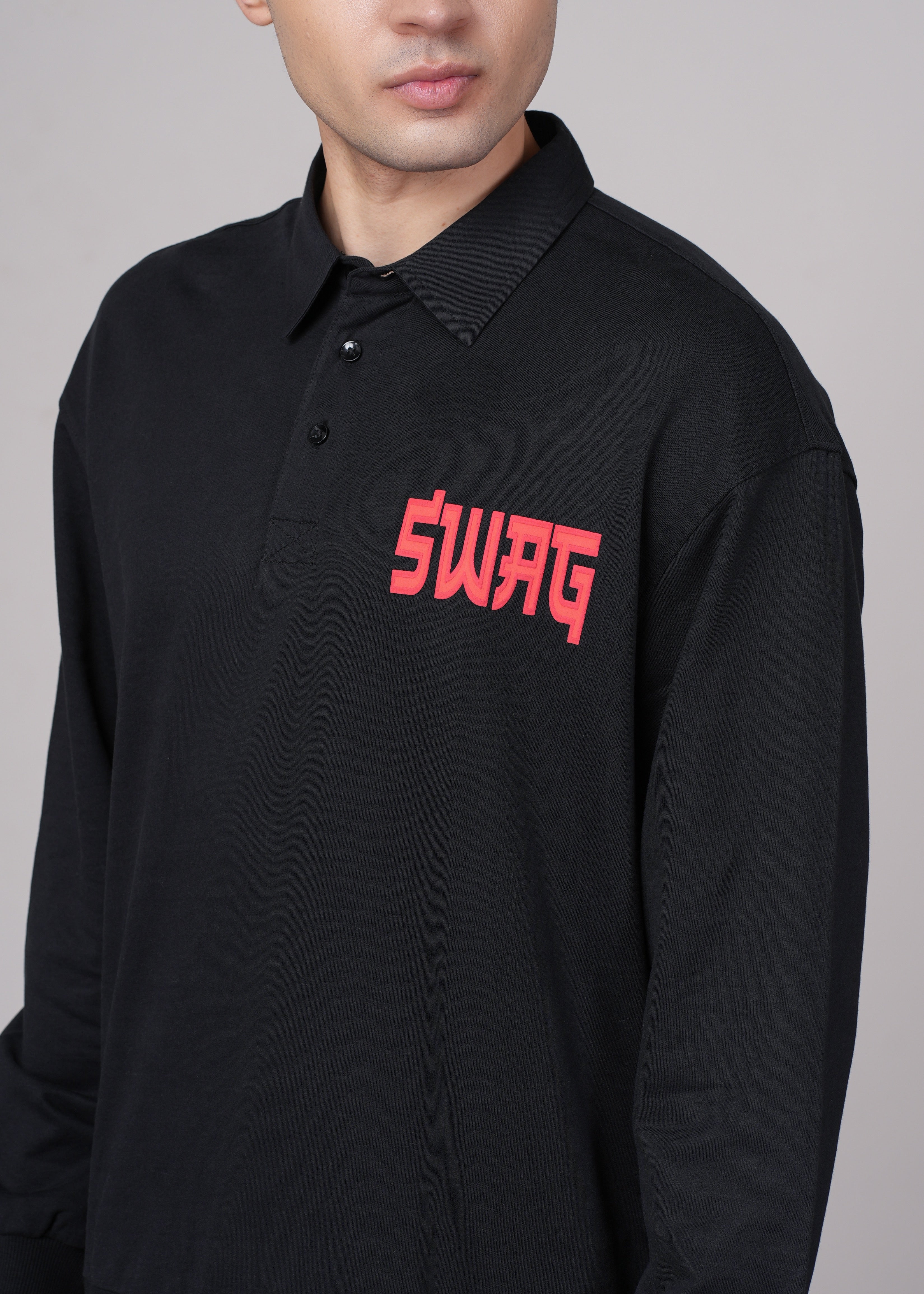 Mens Black Cotton Regular Sweatshirt