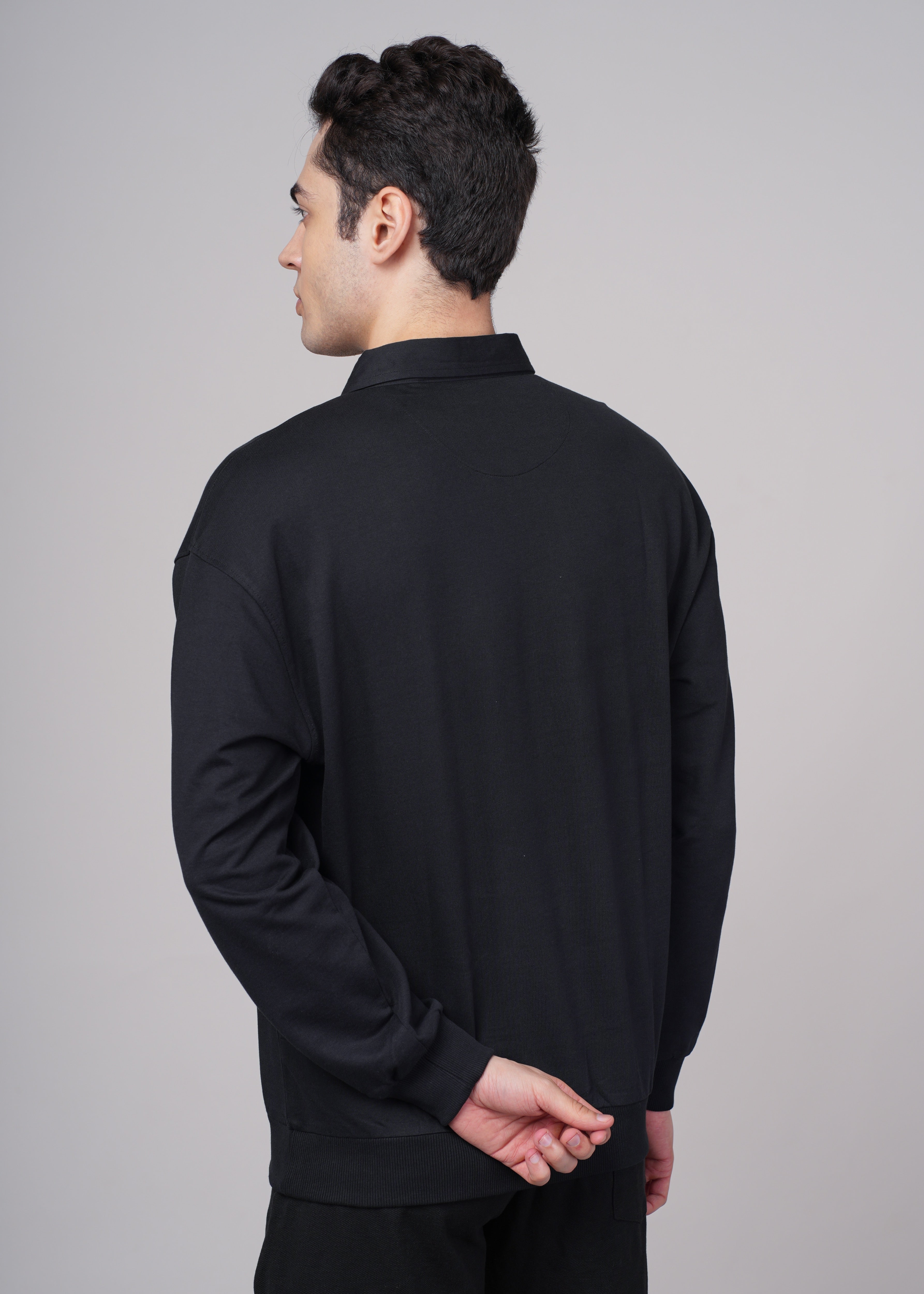Mens Black Cotton Regular Sweatshirt