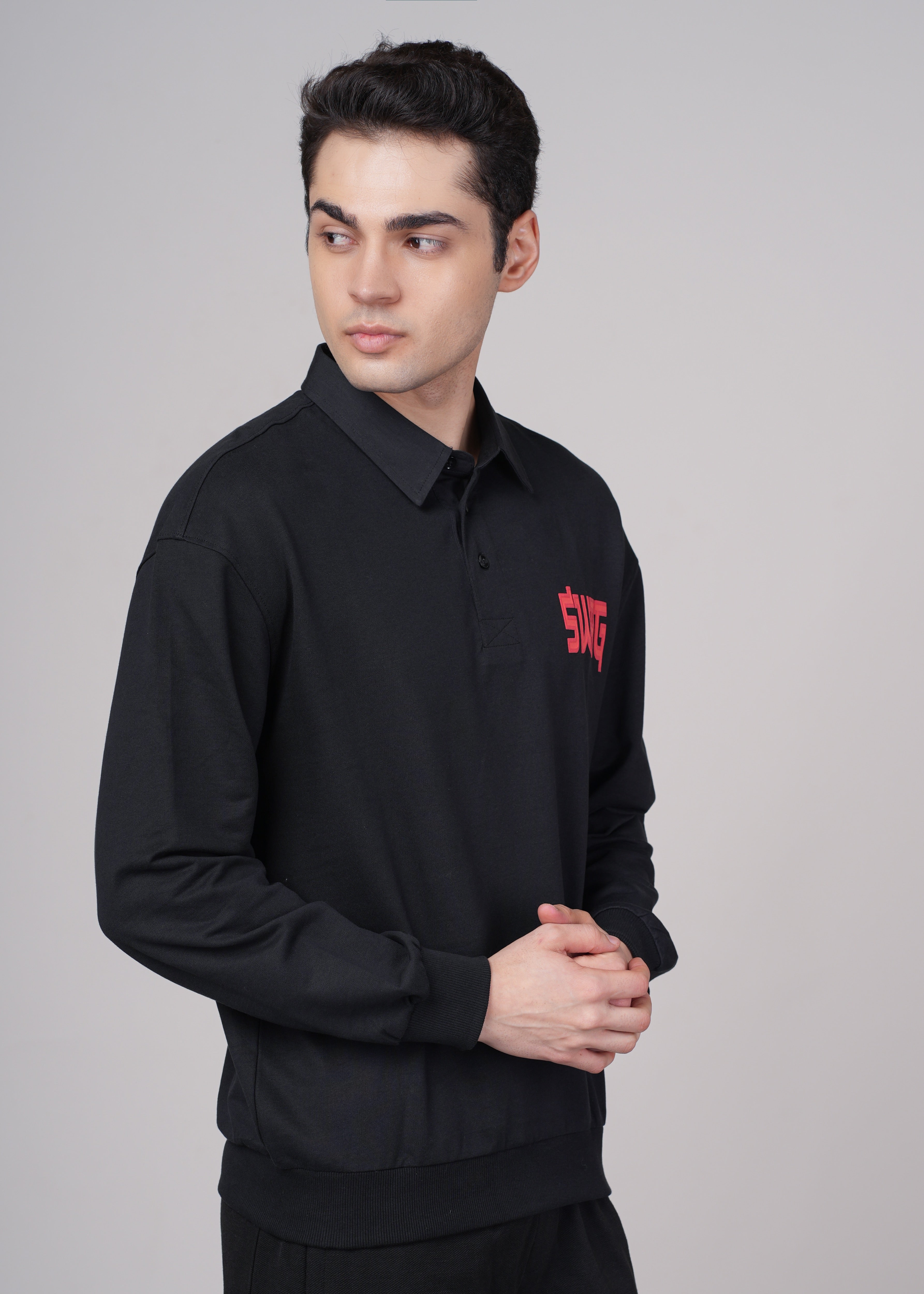 Mens Black Cotton Regular Sweatshirt