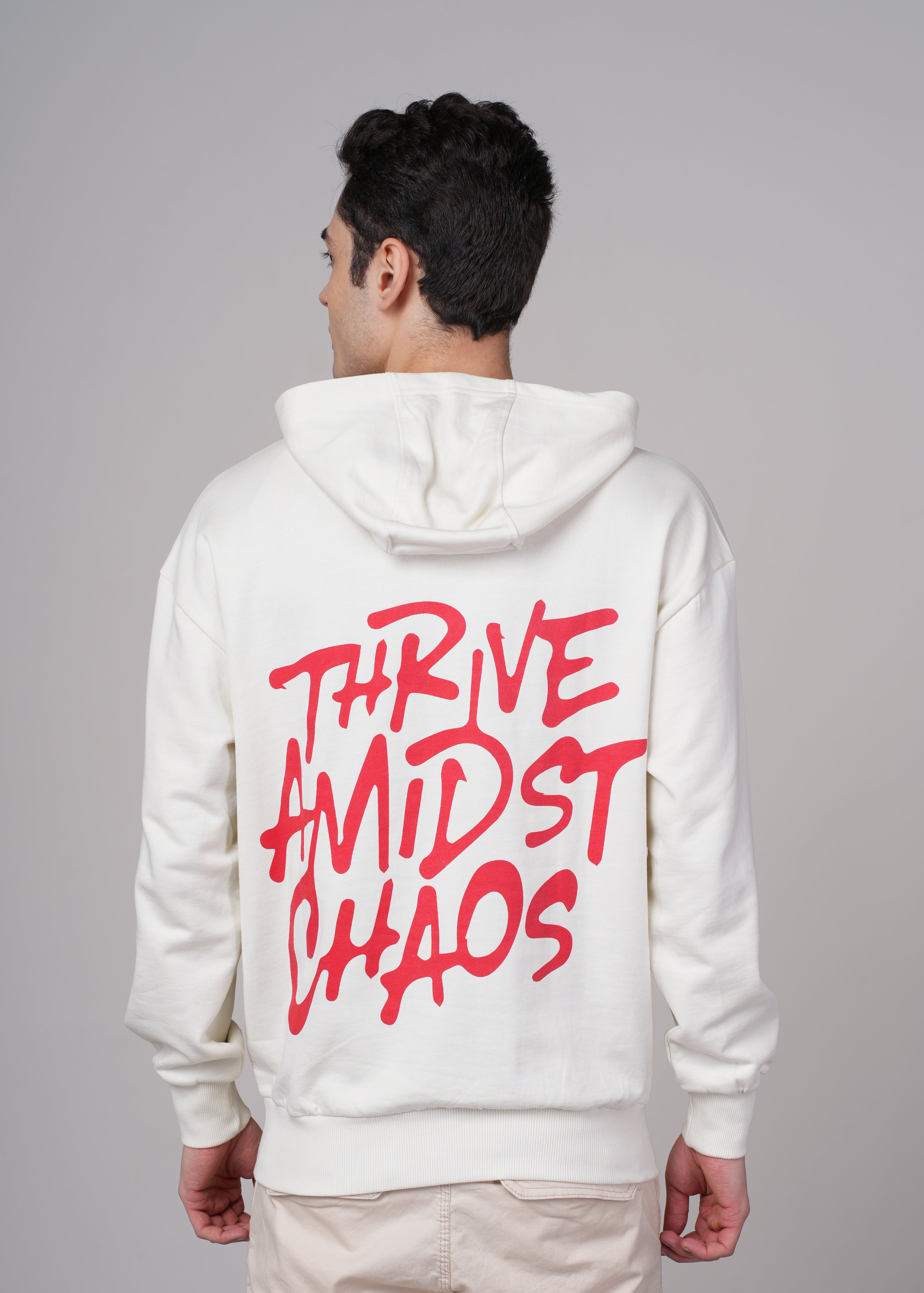 Mens Beige Cotton Regular Hoodie