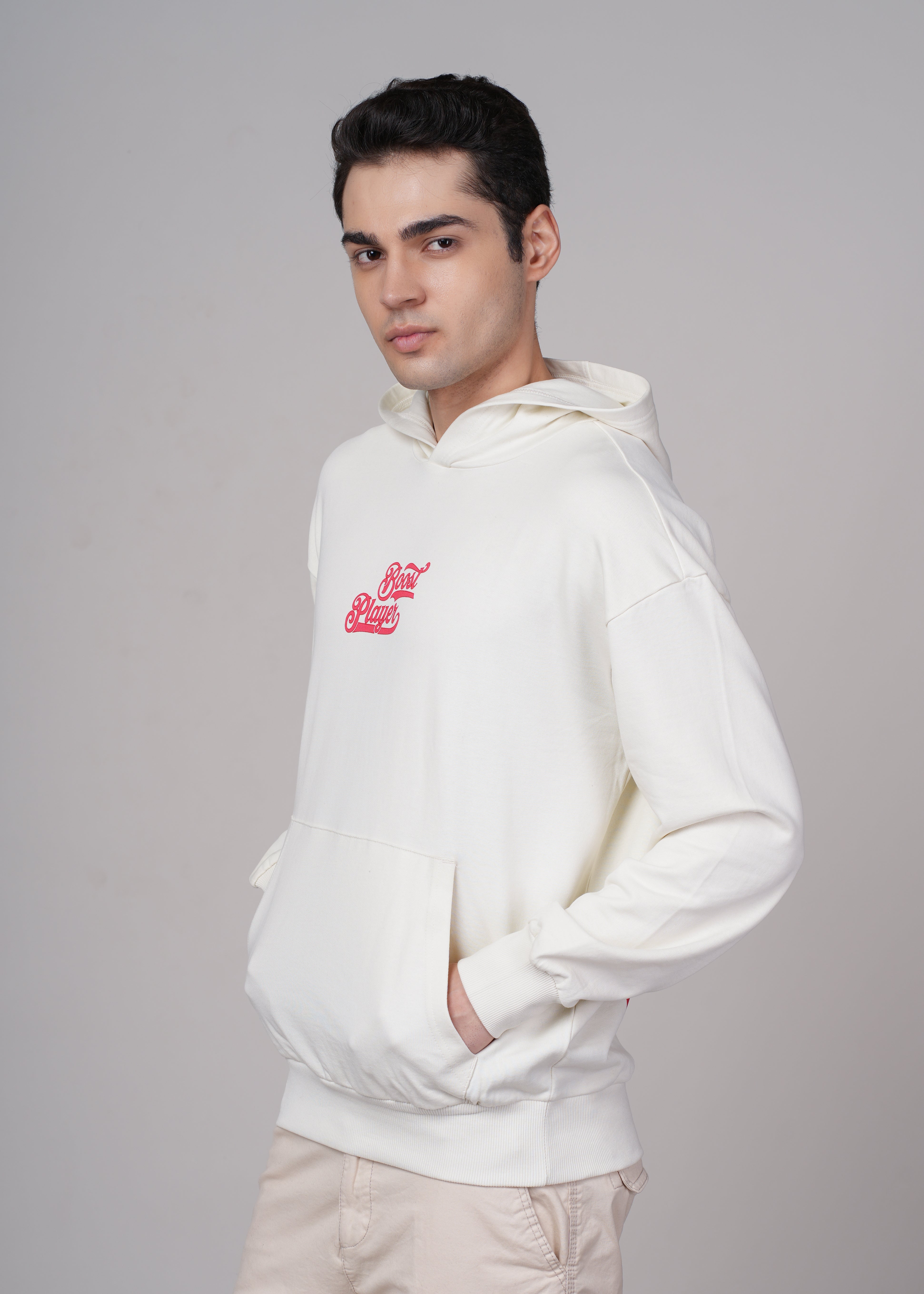 Mens Beige Cotton Regular Hoodie