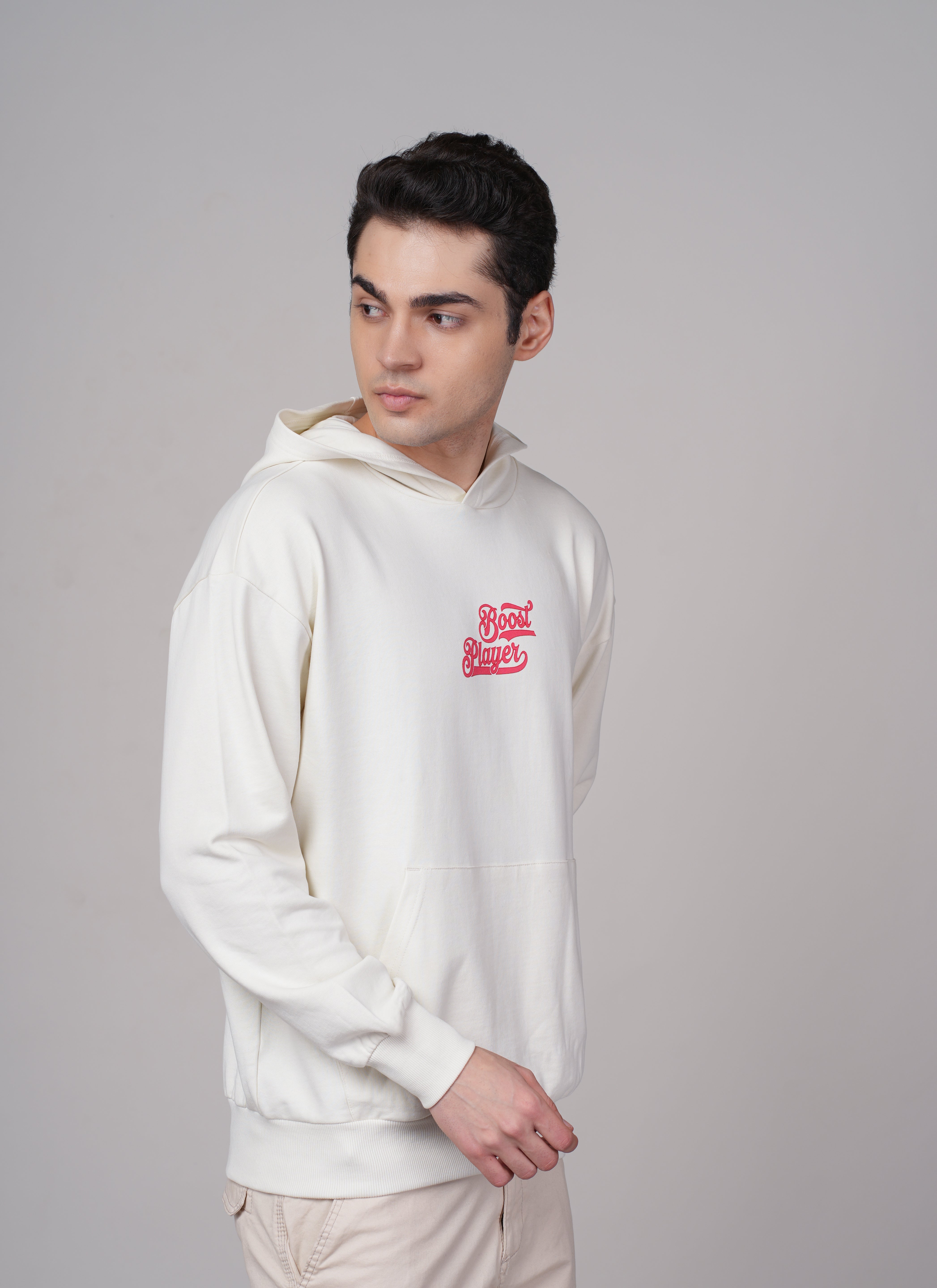 Mens Beige Cotton Regular Hoodie