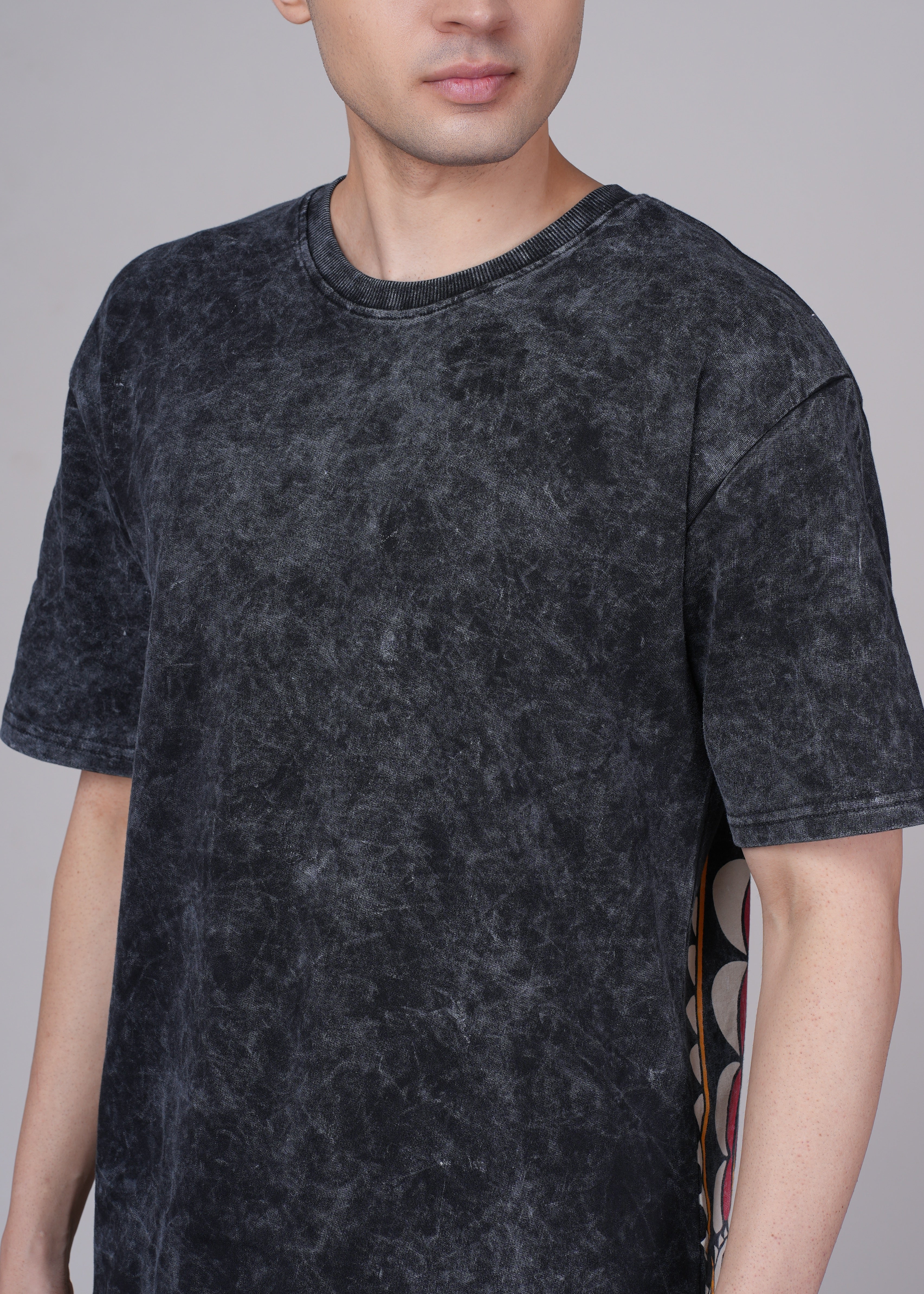 Mens Black Cotton Oversized T-Shirt