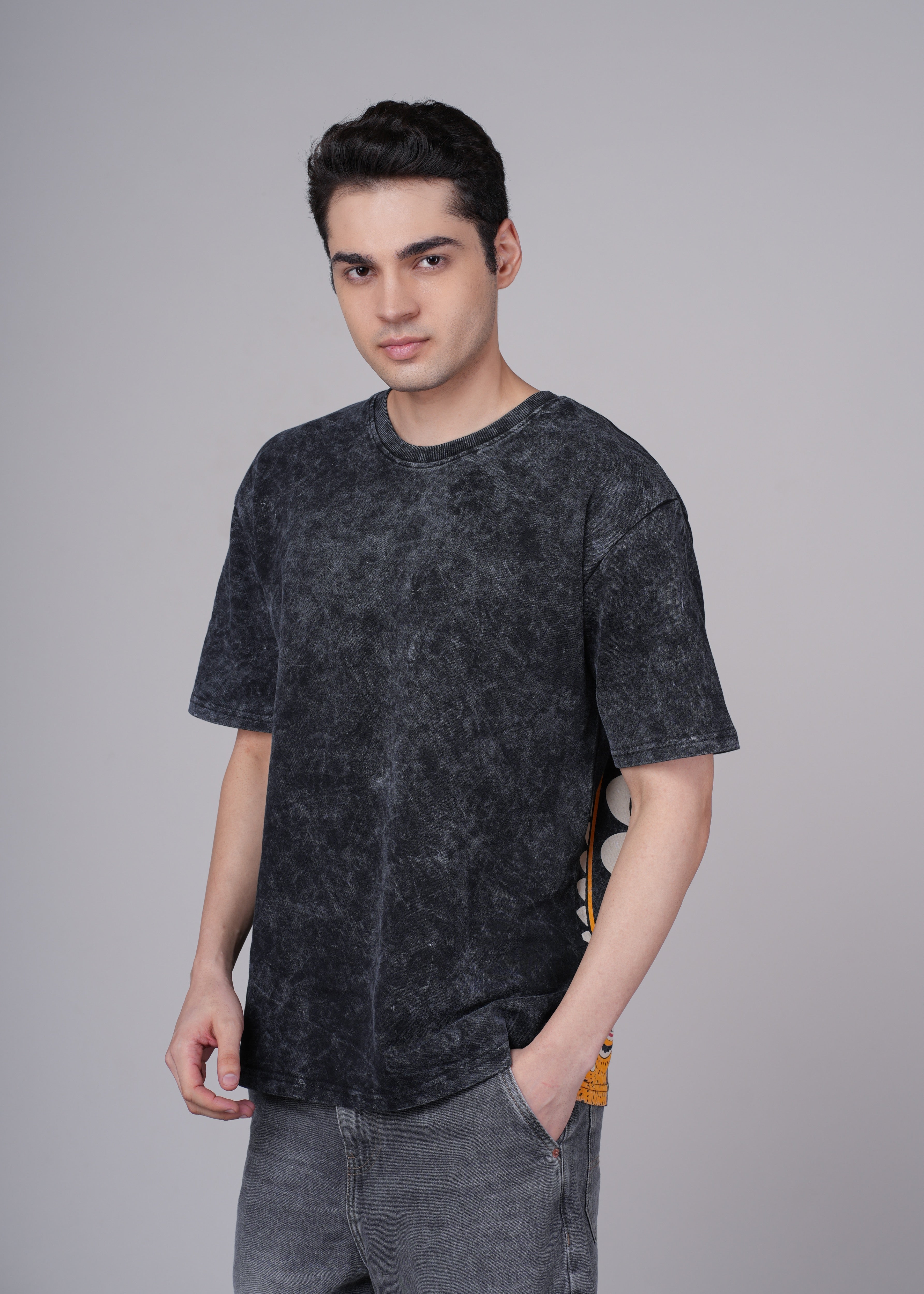 Mens Black Cotton Oversized T-Shirt