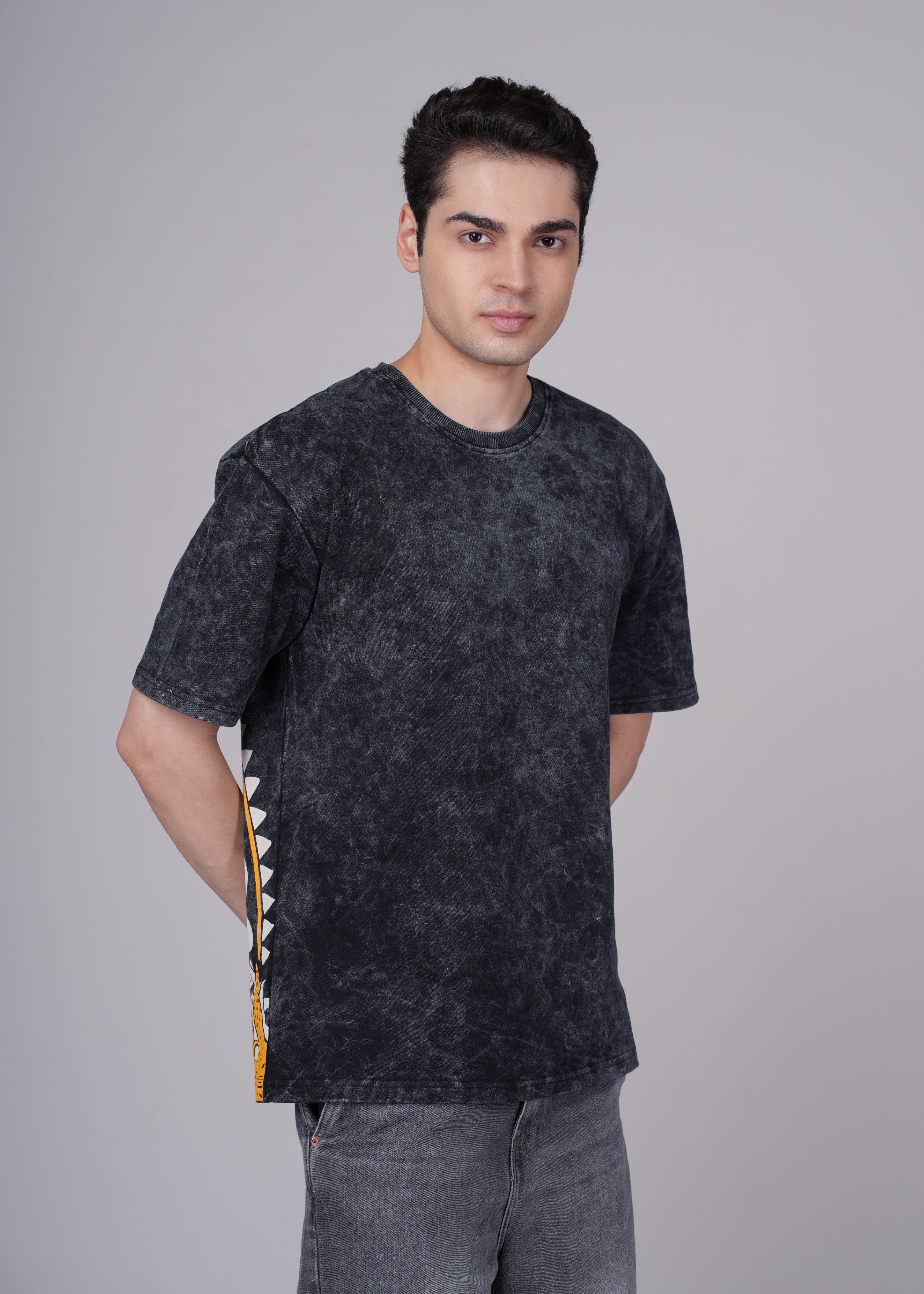 Mens Black Cotton Oversized T-Shirt
