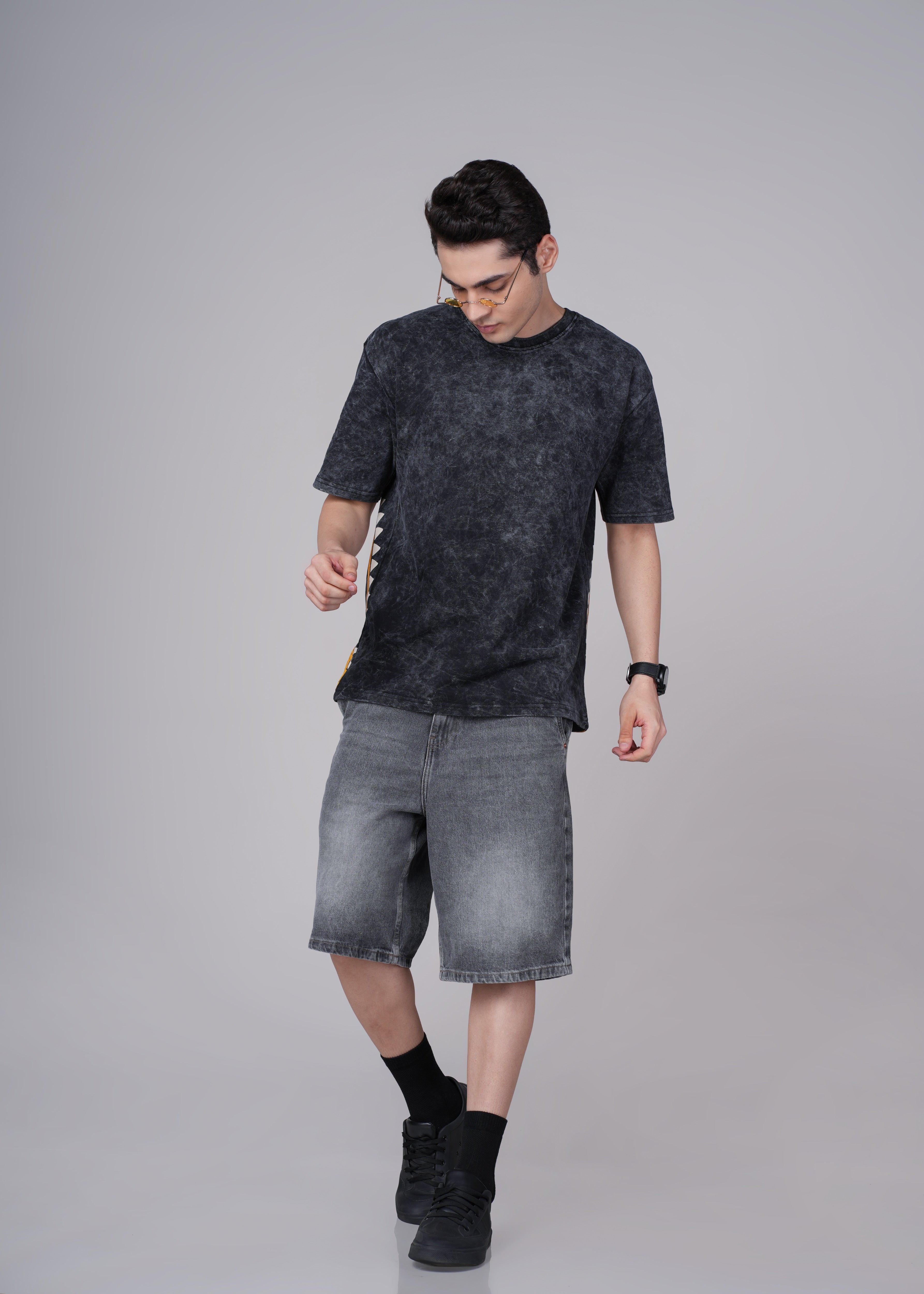 Mens Black Cotton Oversized T-Shirt