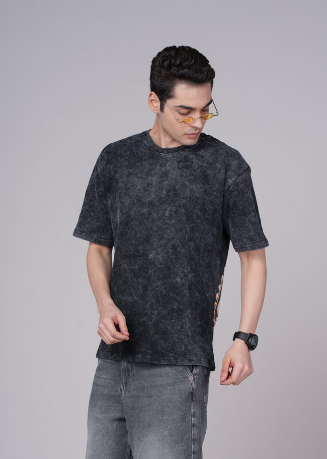 Mens Black Cotton Oversized T-Shirt