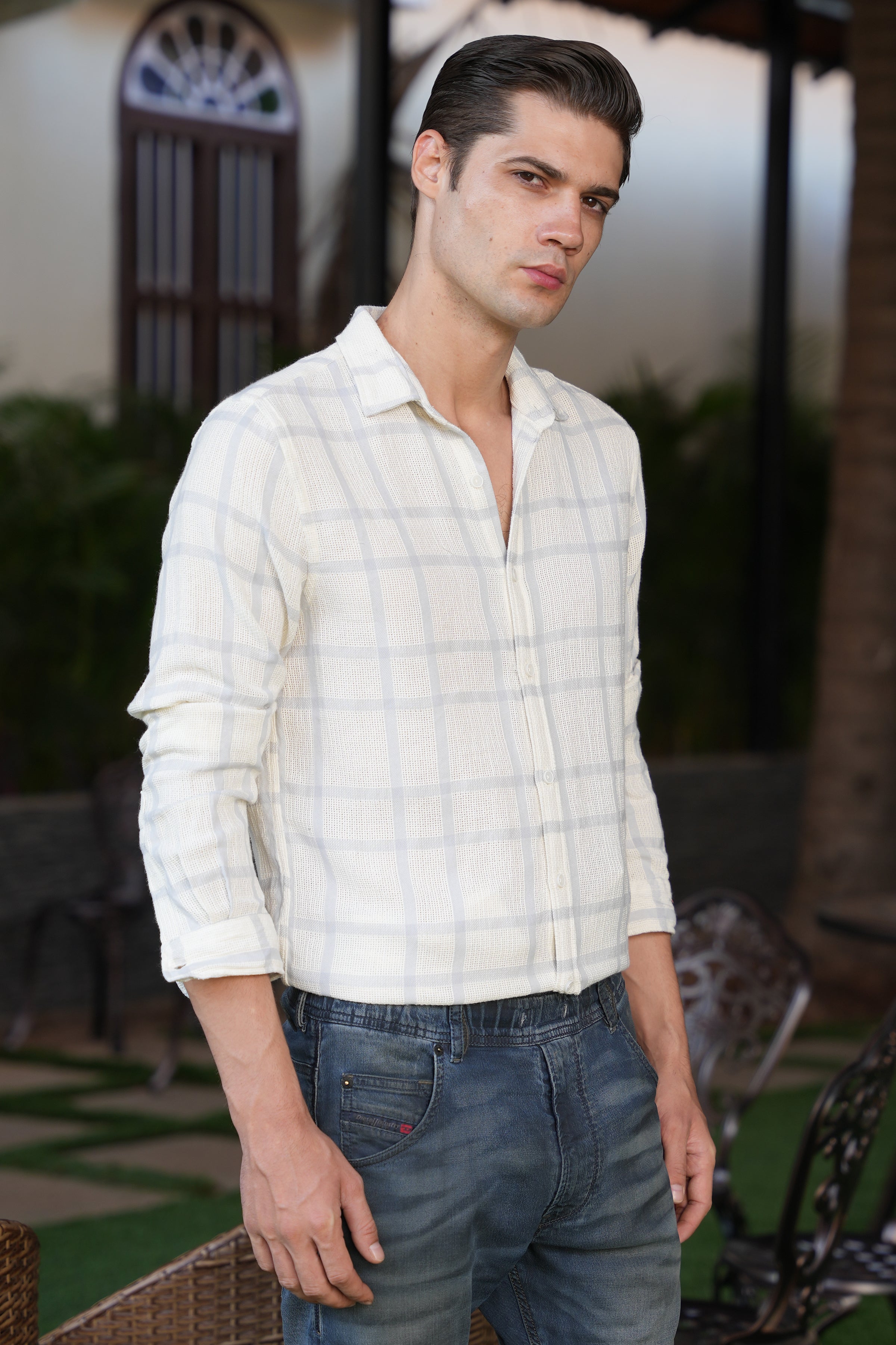 Men Structured Check Shirt