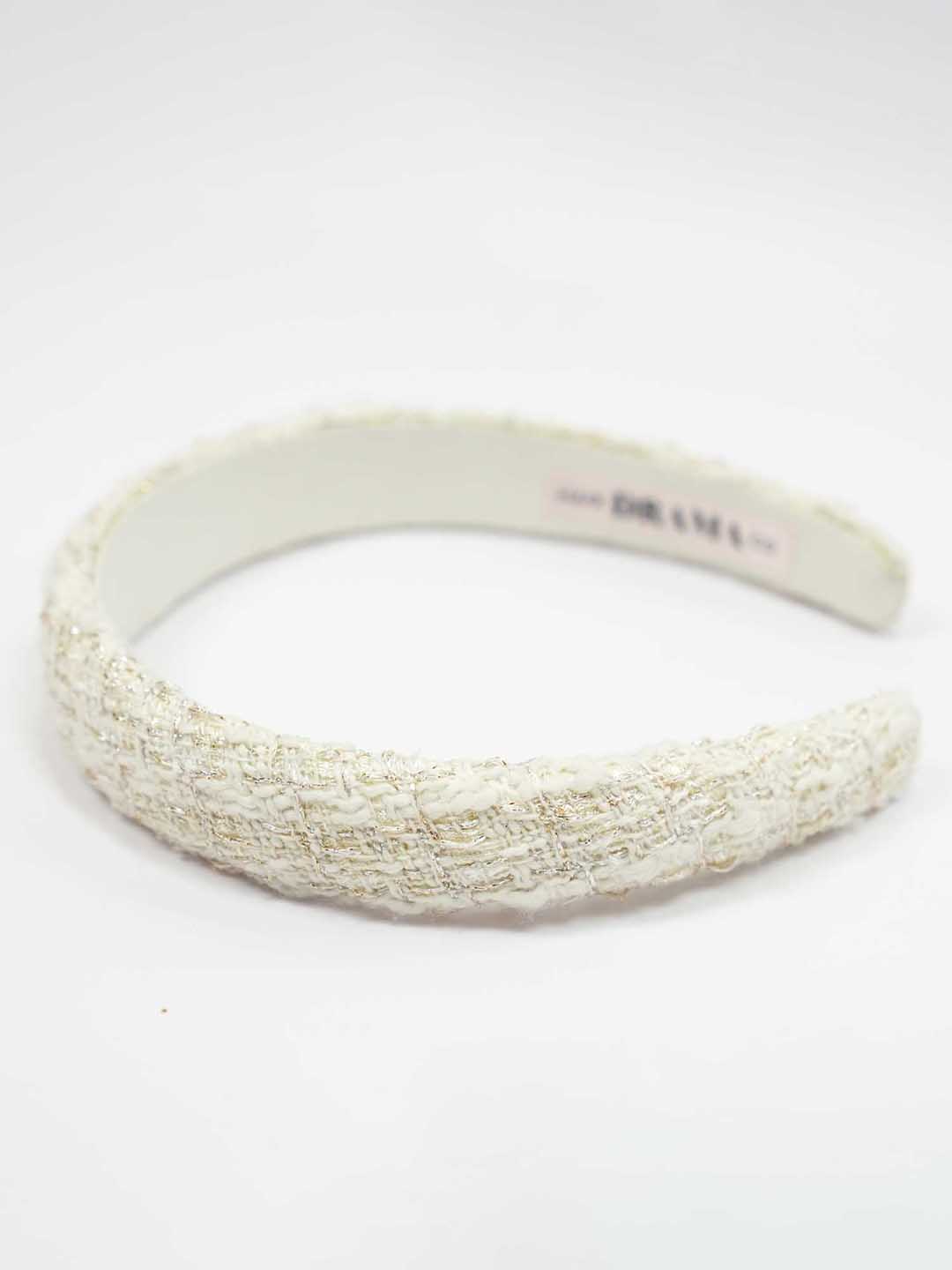 Women White Tweed Puff Hair Band