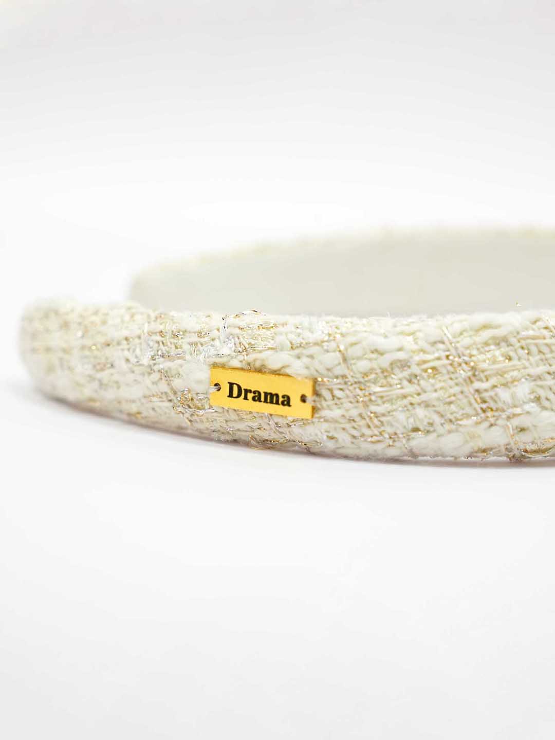 Women White Tweed Puff Hair Band