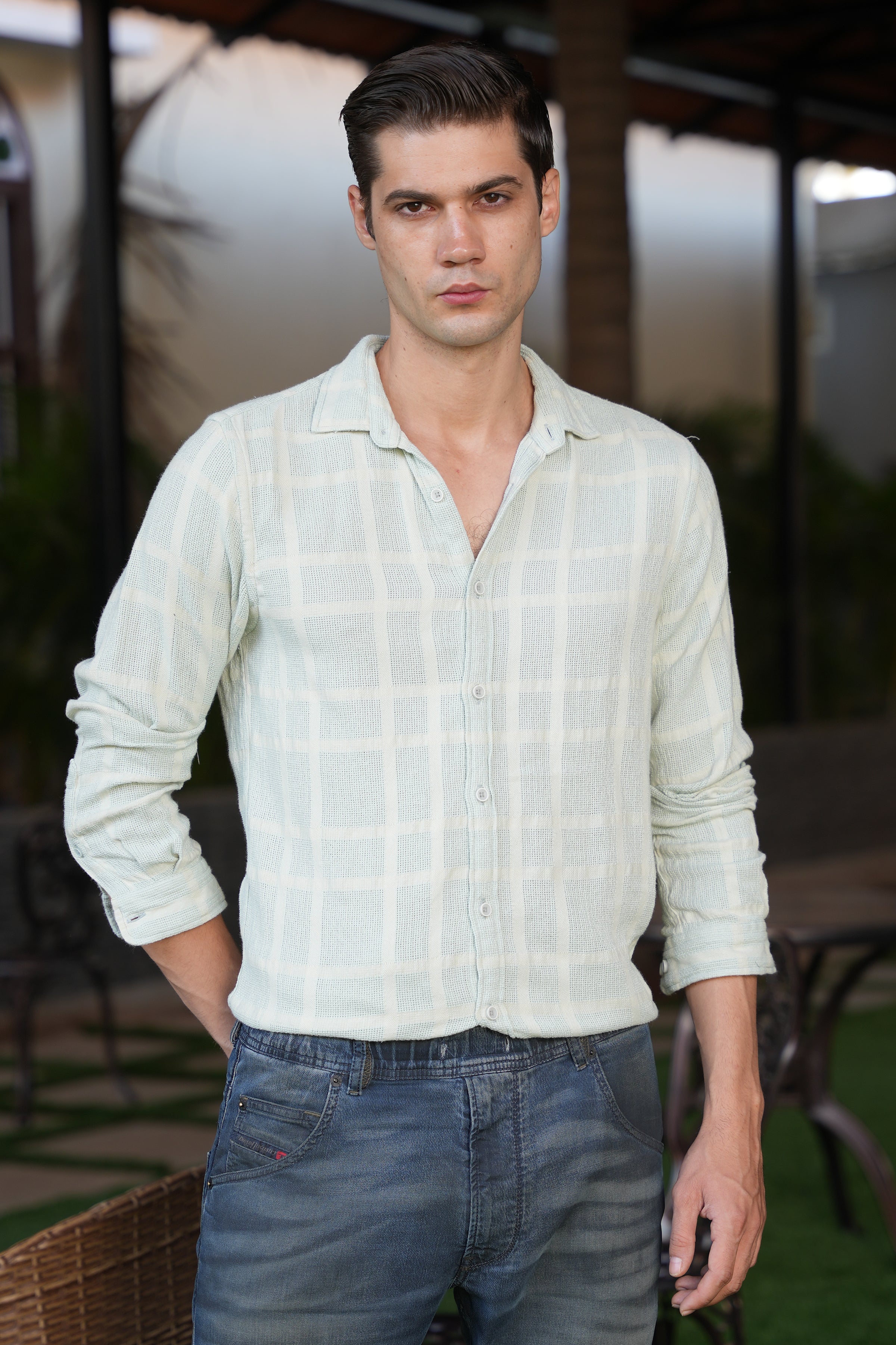 Men Structured Check Shirt