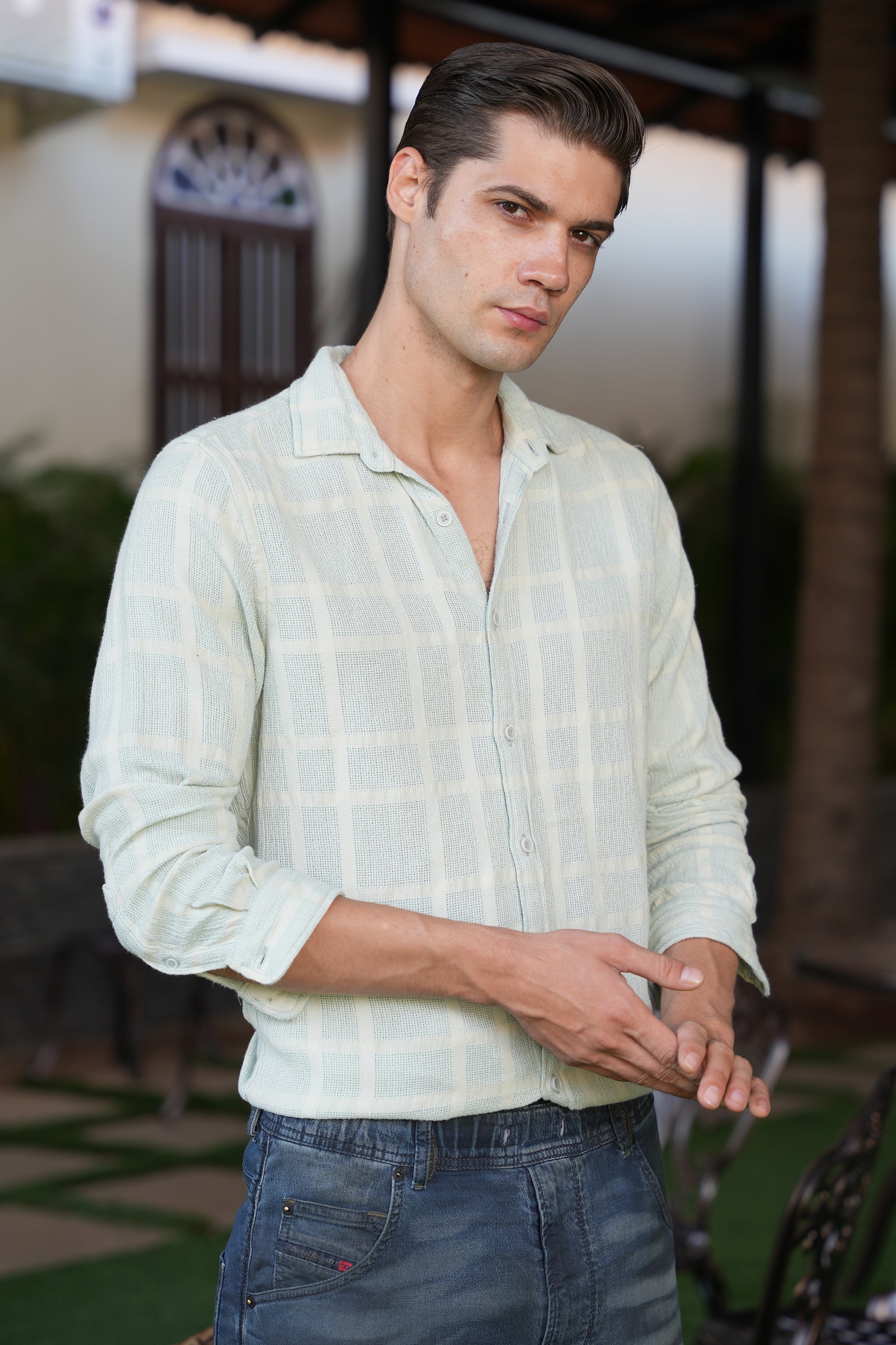 Men Structured Check Shirt
