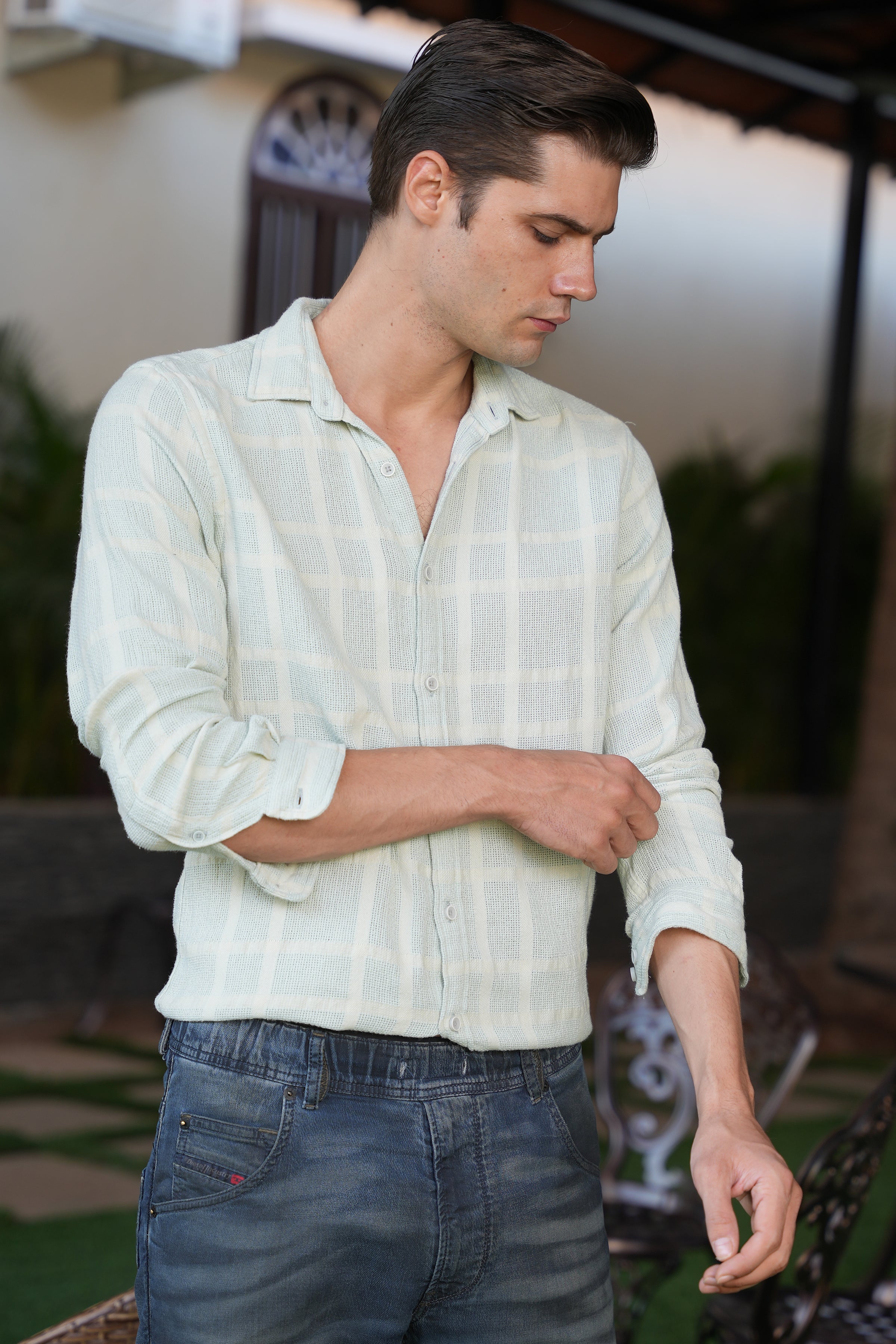 Men Structured Check Shirt