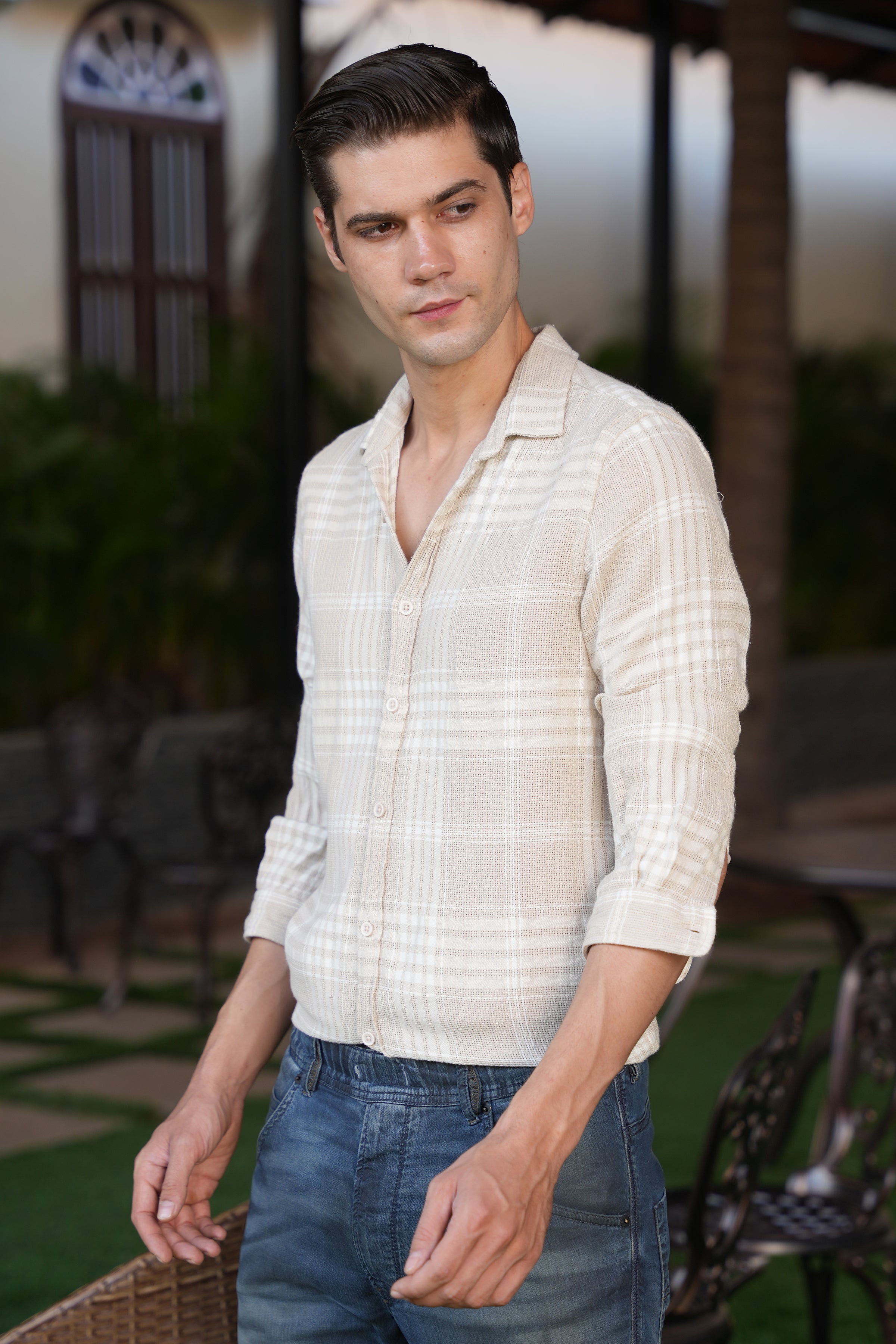 Men Structured Check Shirt